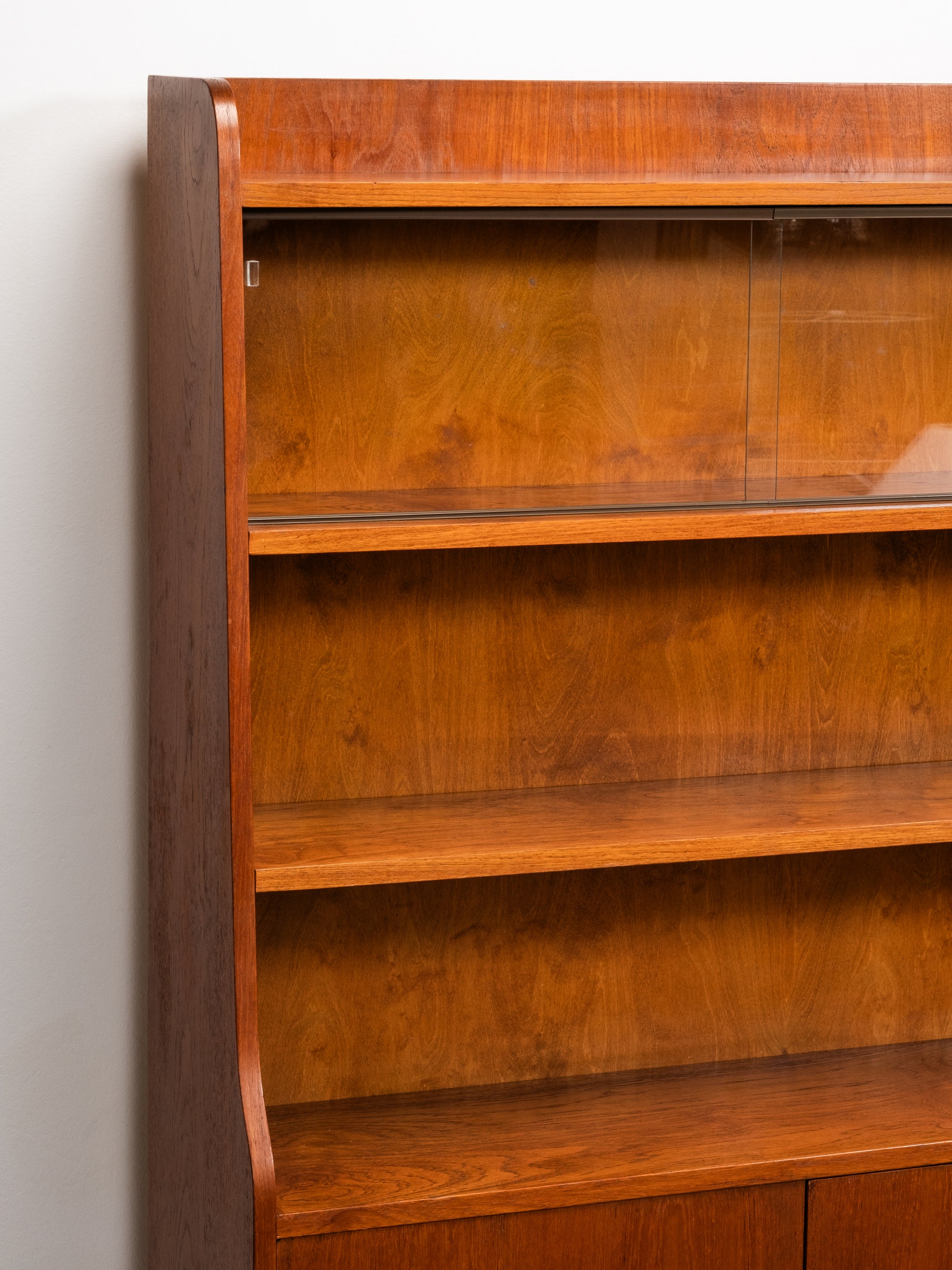 Scandinavian Teak Bookcase with Vitrine and Cabinet, 1950s