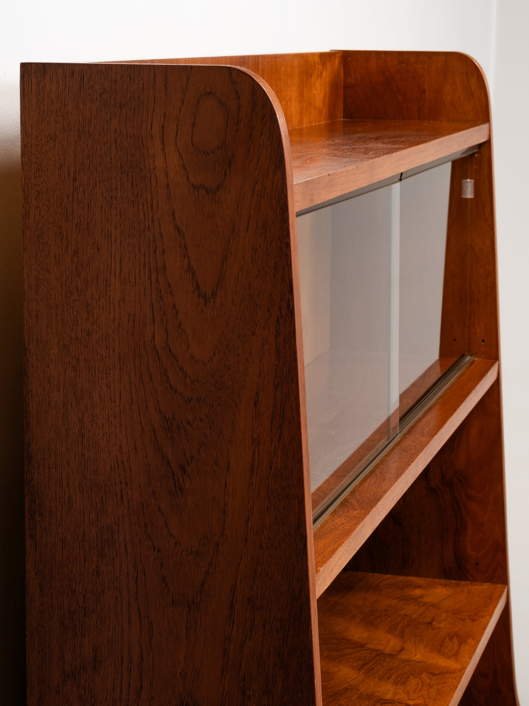 Scandinavian Teak Bookcase with Vitrine and Cabinet, 1950s