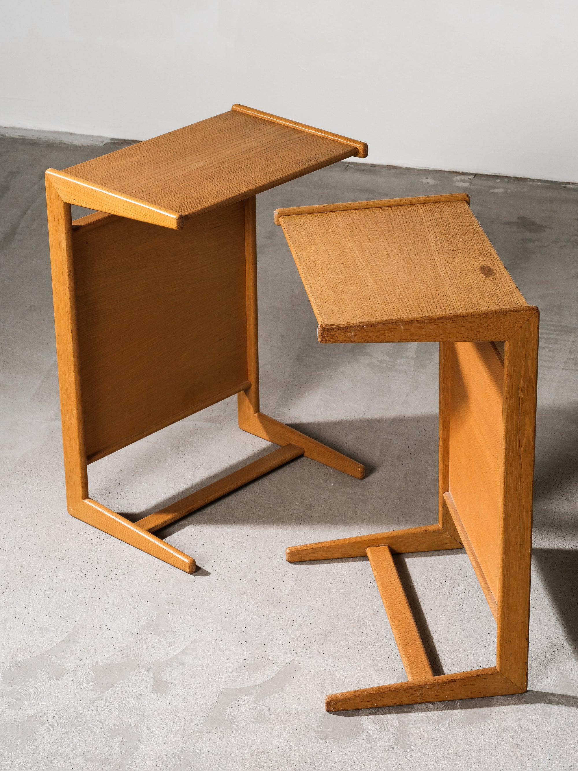 Pair of Oak Triva Side Tables by Yngvar Sandström for Nordiska Kompaniet, 1960s