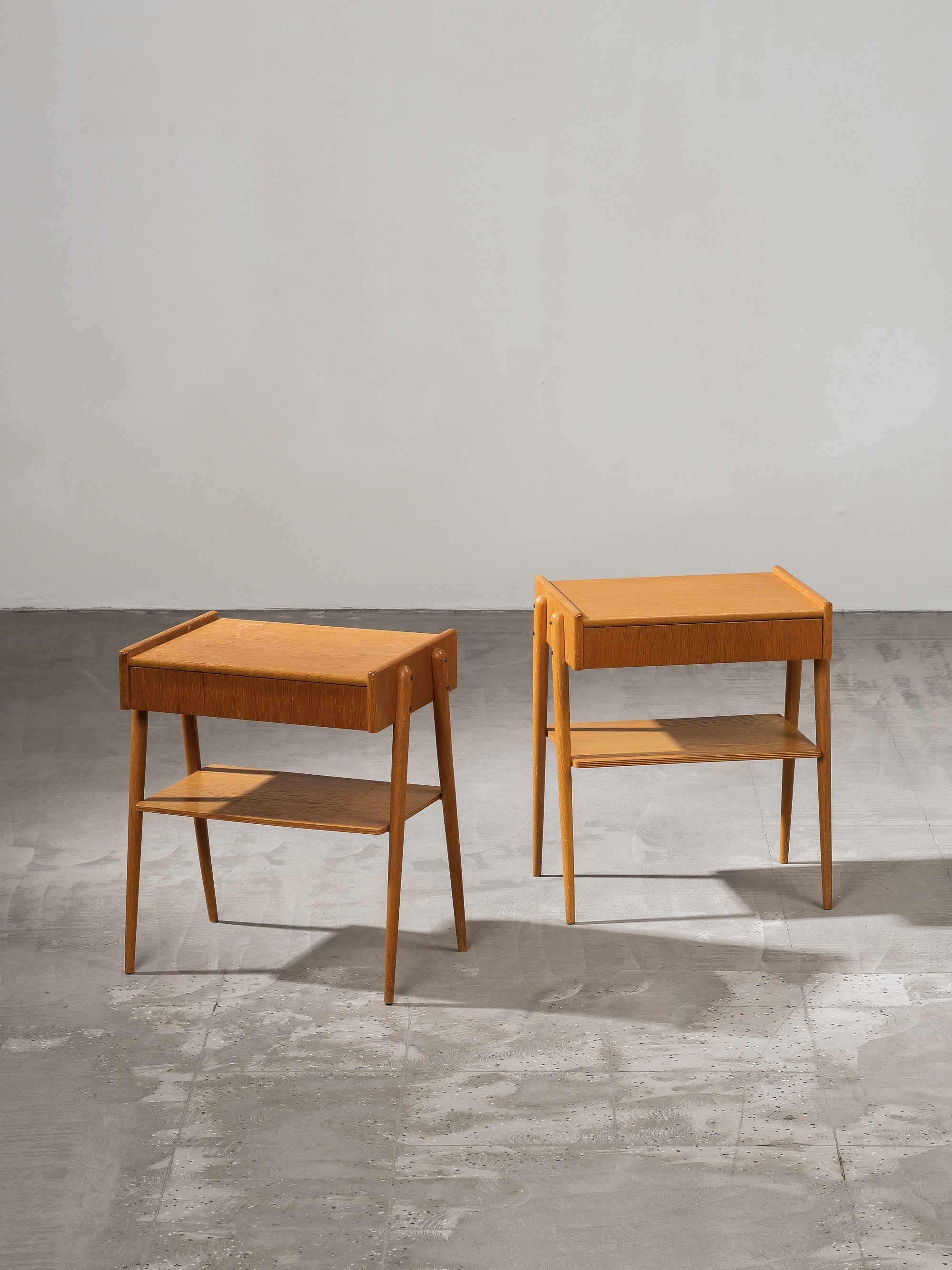 Oak Nightstands from AB Carlström & Co, Sweden, 1950s, Set of 2