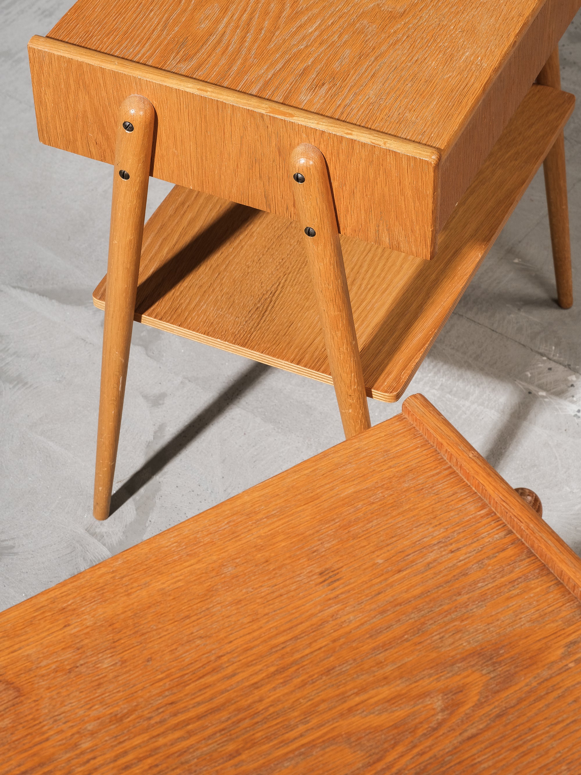 Oak Nightstands from AB Carlström & Co, Sweden, 1950s, Set of 2