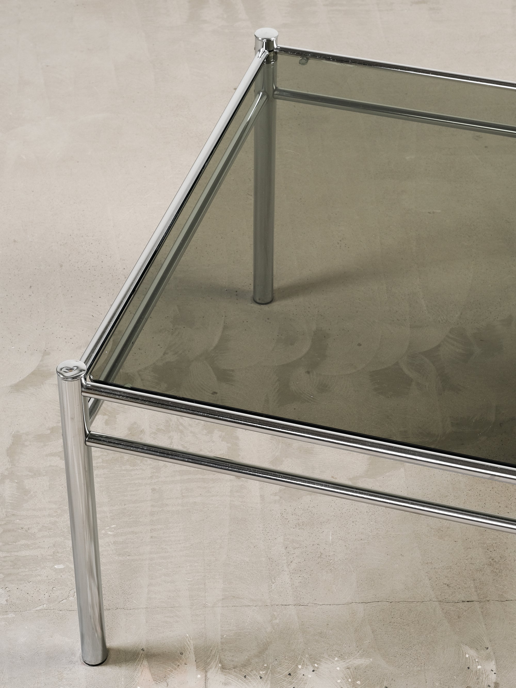 Vintage Chrome & Smoked Glass Coffee Table