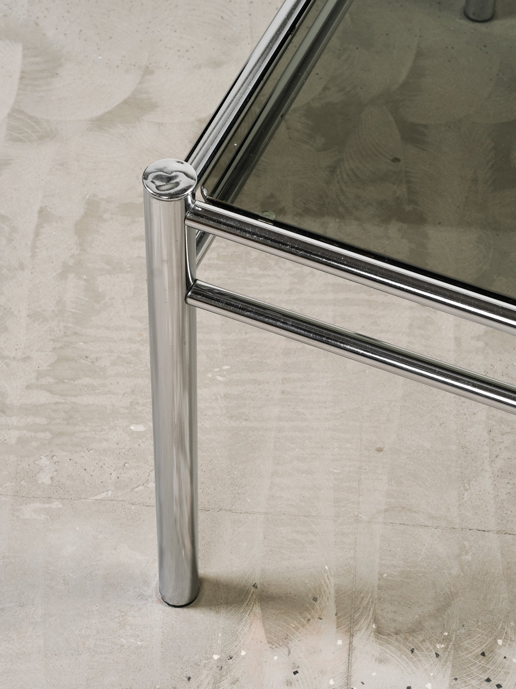 Vintage Chrome & Smoked Glass Coffee Table