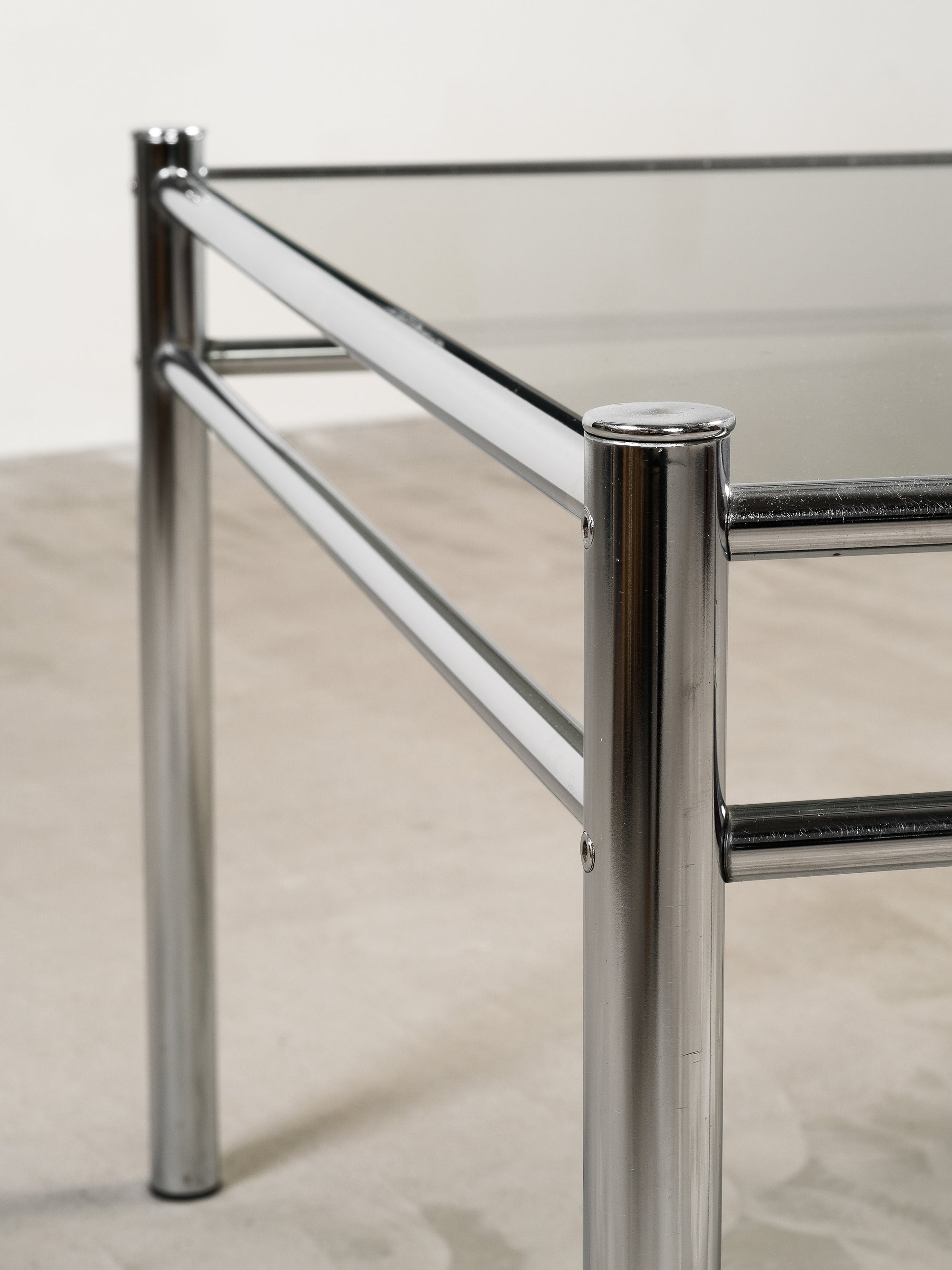 Vintage Chrome & Smoked Glass Coffee Table