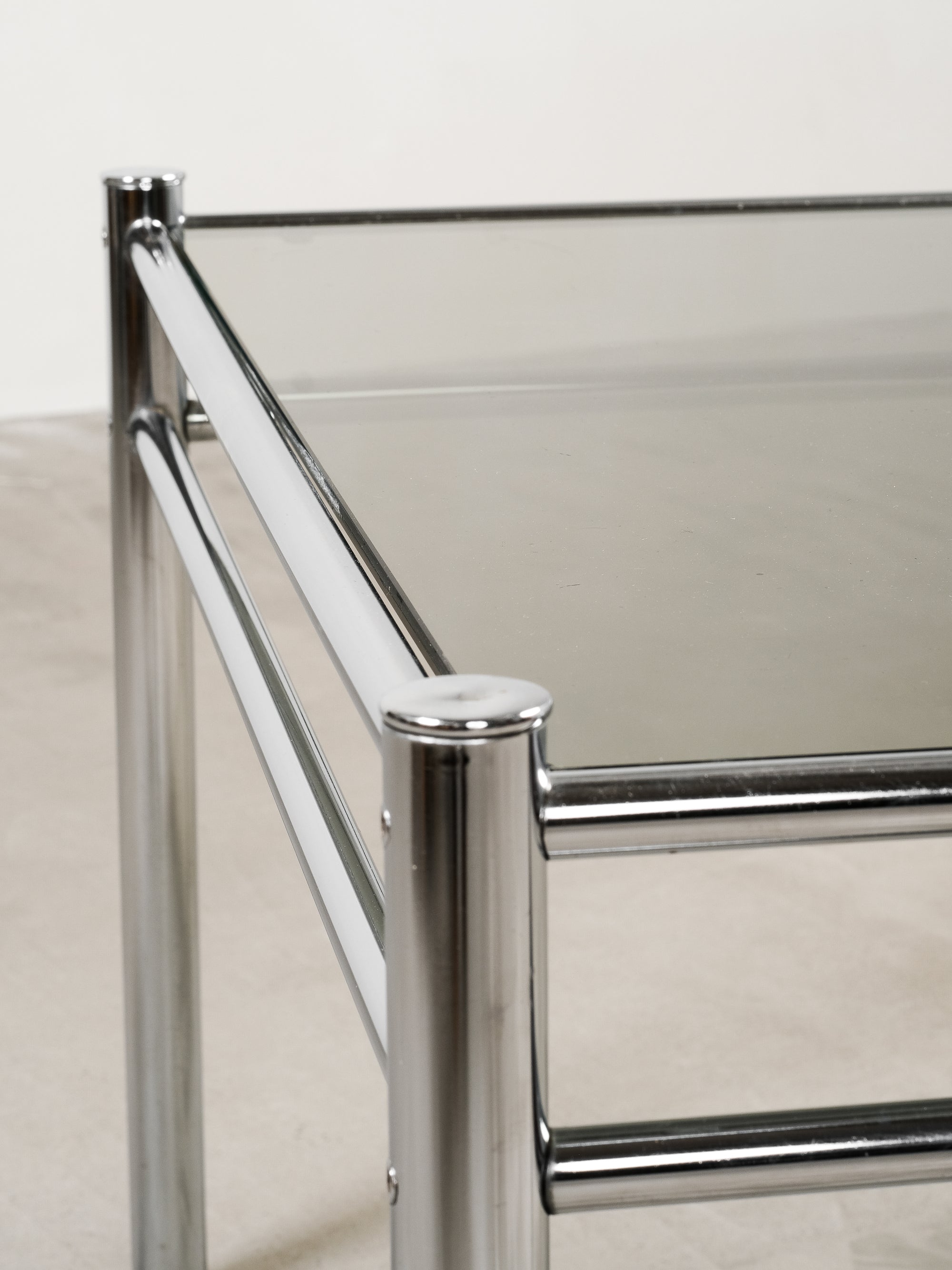 Vintage Chrome & Smoked Glass Coffee Table
