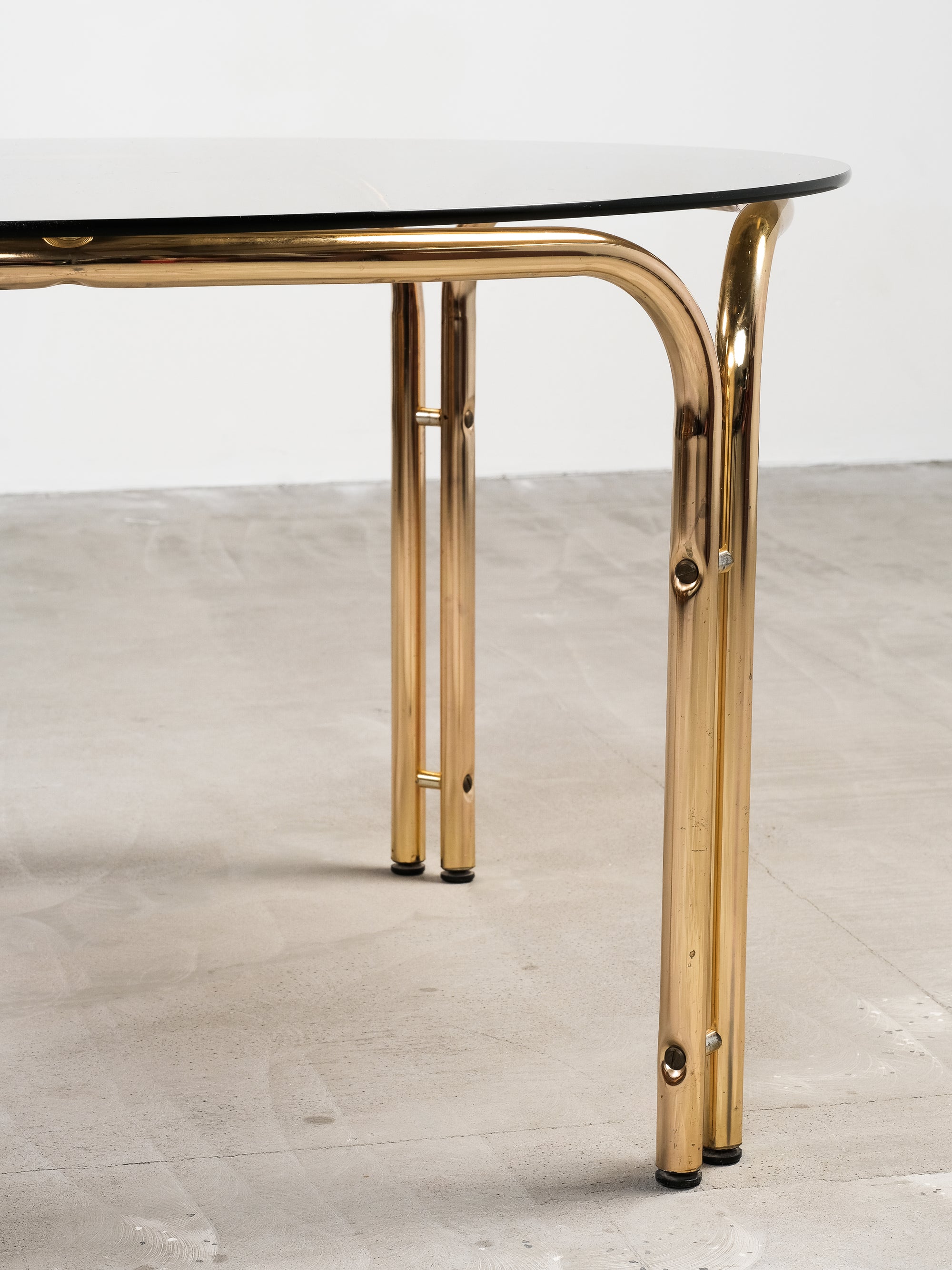Brass & Smoked Glass Coffee Table, 1970s