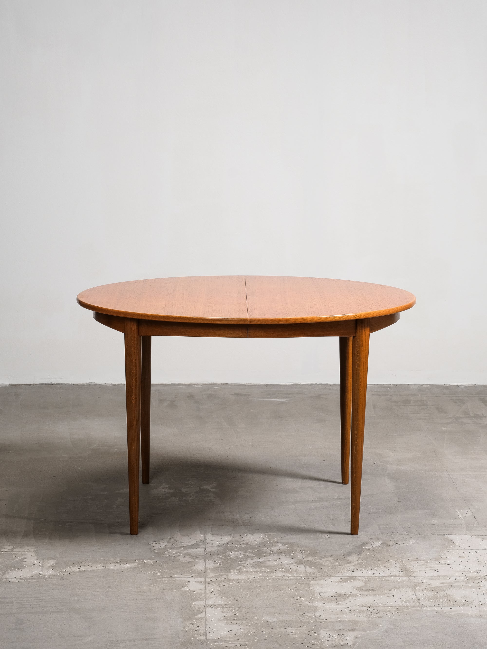 Round Teak & Oak Extendable Dining Table, Sweden, 1960s