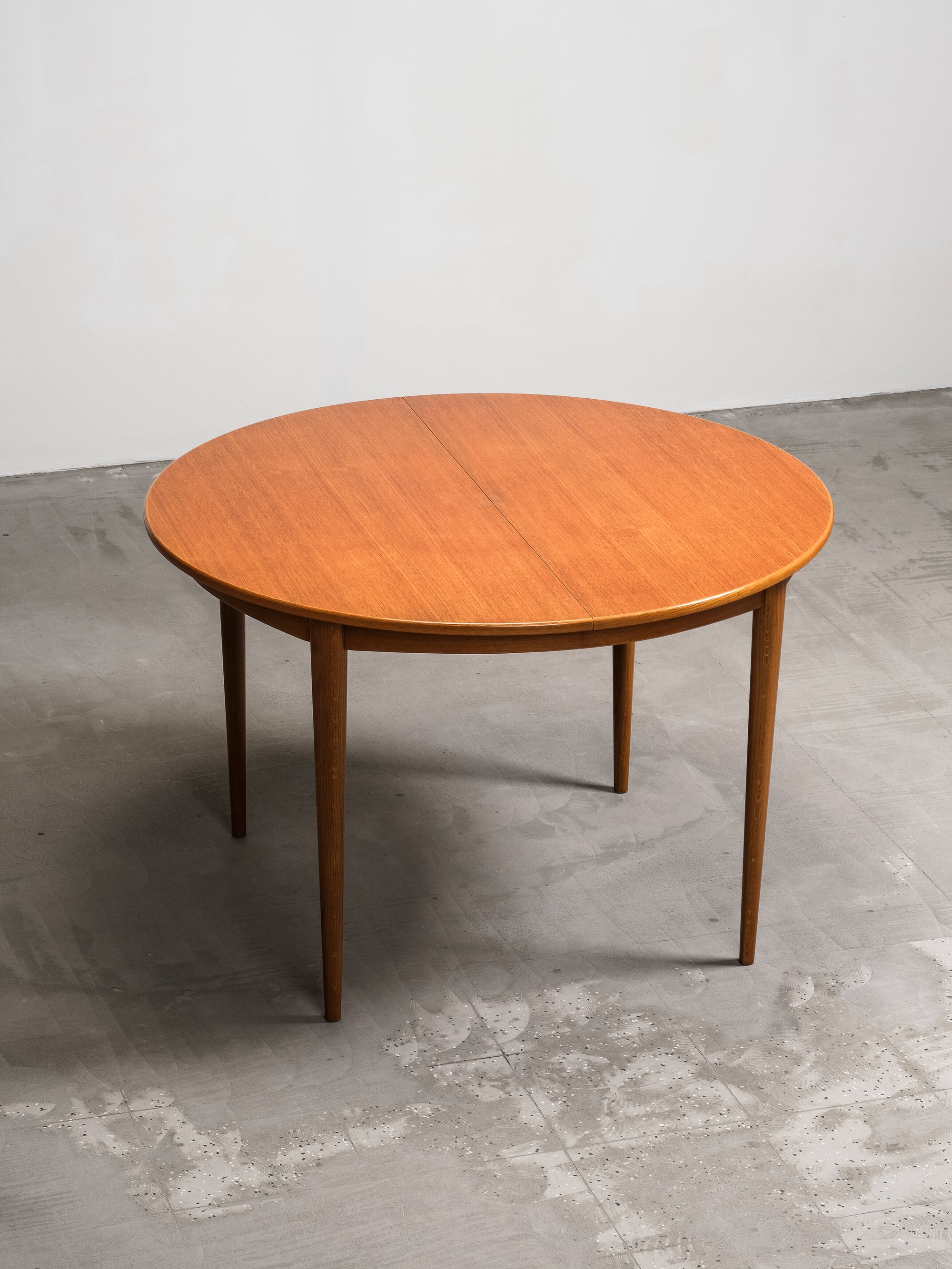 Round Teak & Oak Extendable Dining Table, Sweden, 1960s