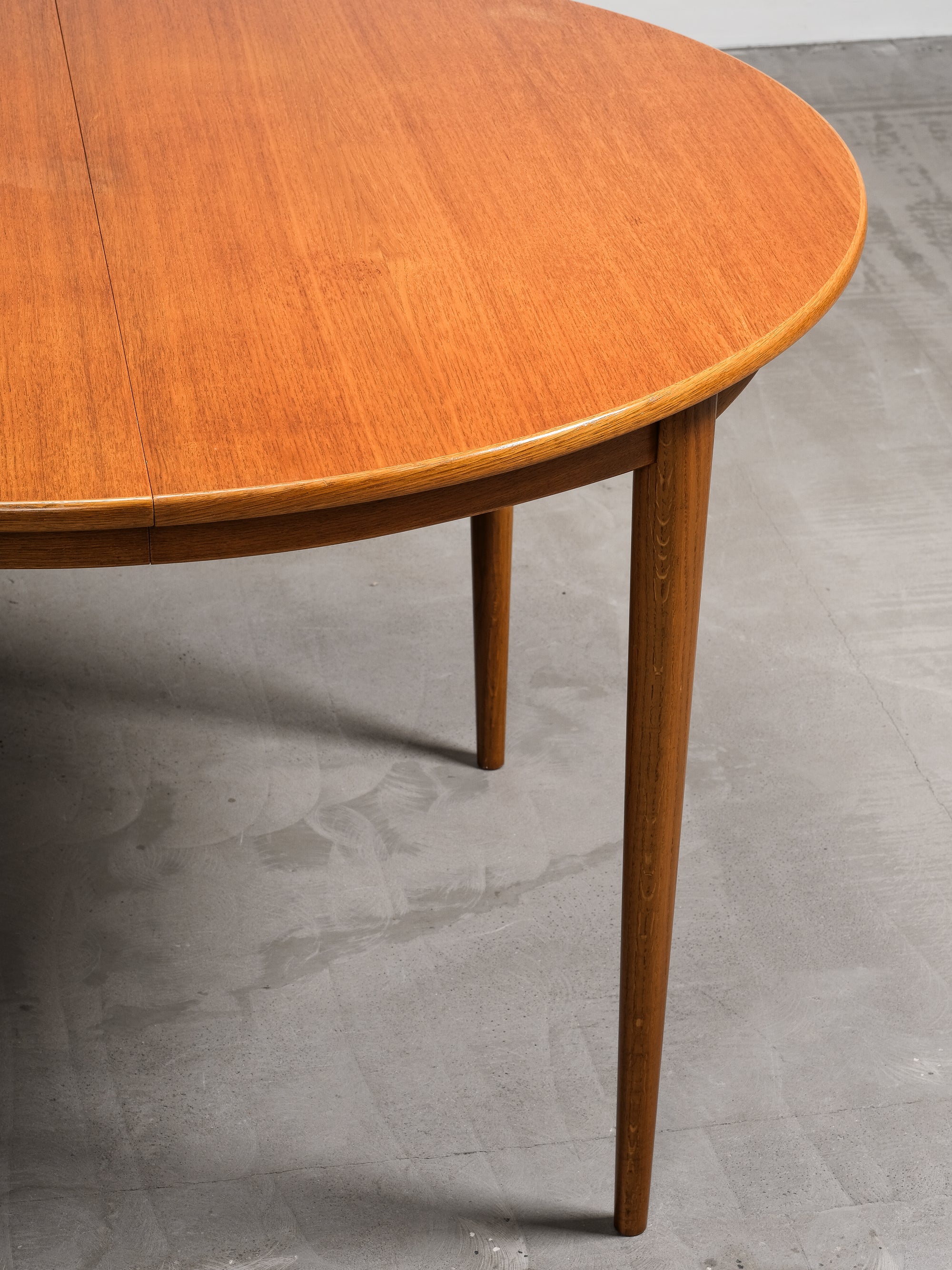 Round Teak & Oak Extendable Dining Table, Sweden, 1960s