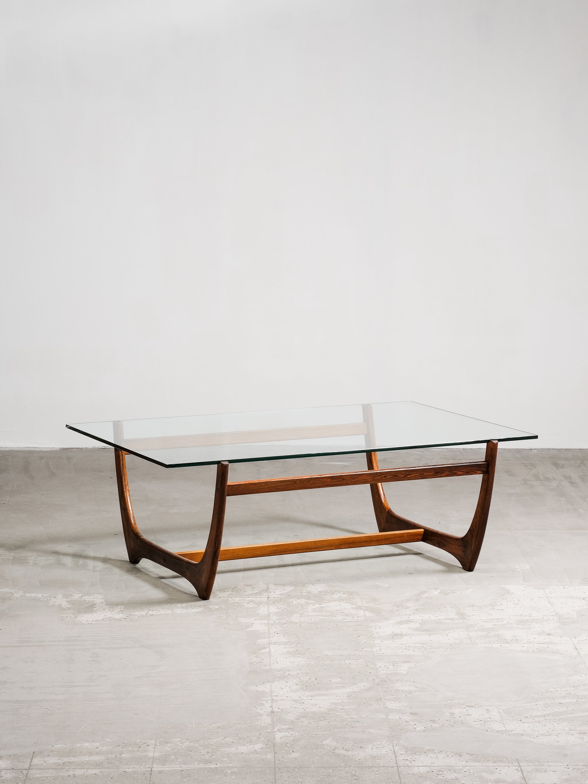 ‘Arabesk’ Rosewood & Glass Coffee Table, Wards Ateljéer, Tibro, Sweden circa 1965