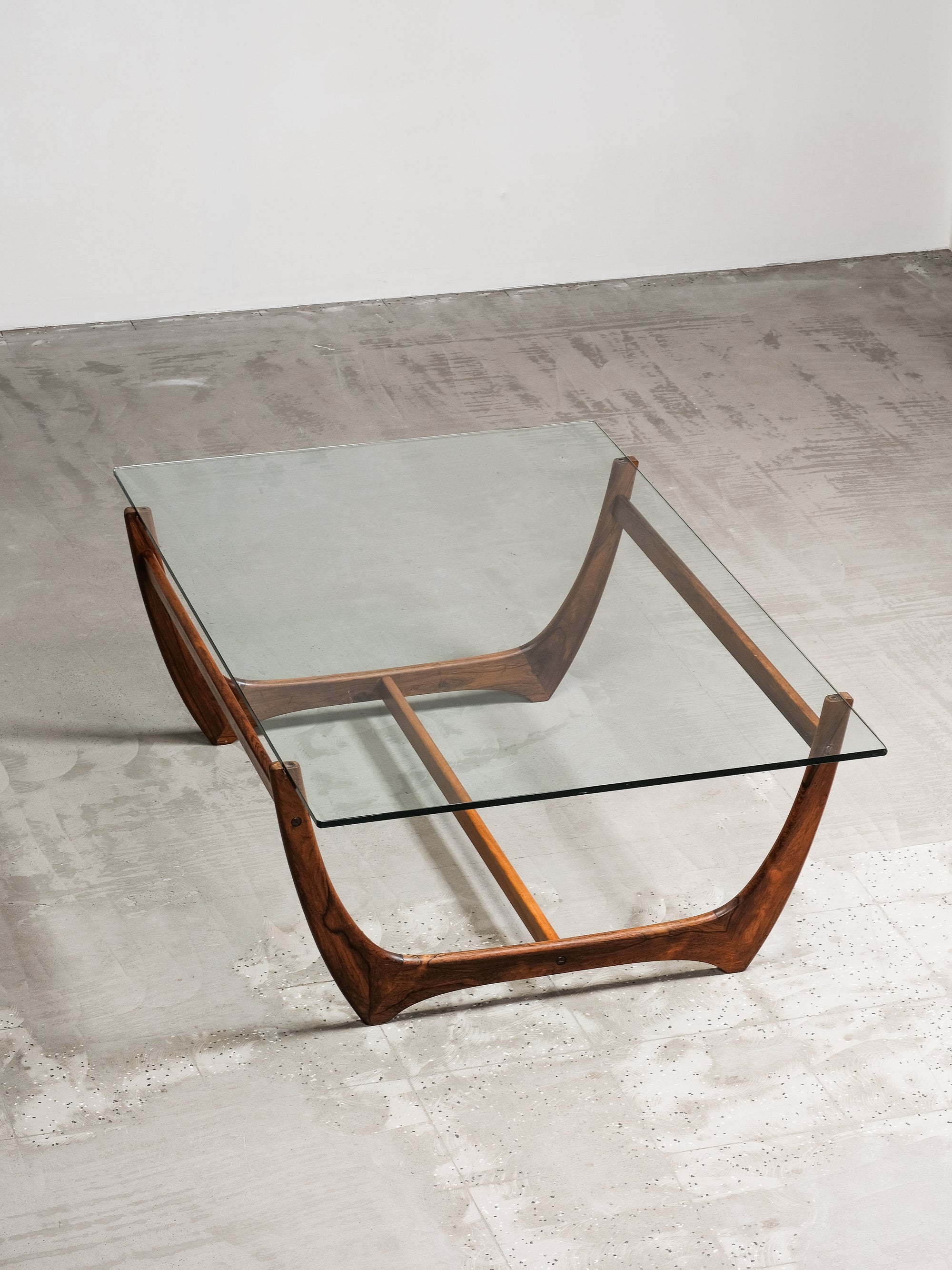 ‘Arabesk’ Rosewood & Glass Coffee Table, Wards Ateljéer, Tibro, Sweden circa 1965