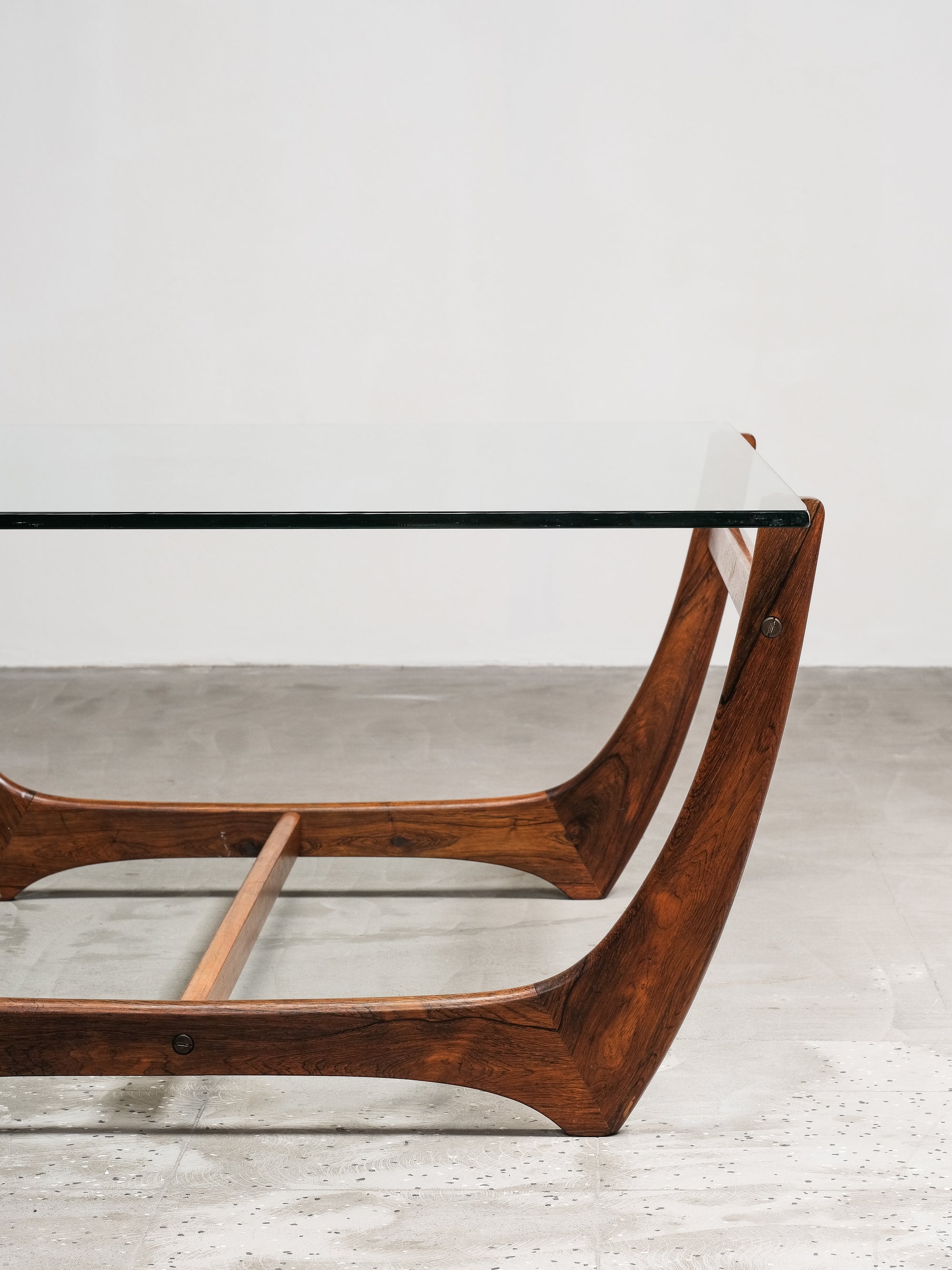 ‘Arabesk’ Rosewood & Glass Coffee Table, Wards Ateljéer, Tibro, Sweden circa 1965
