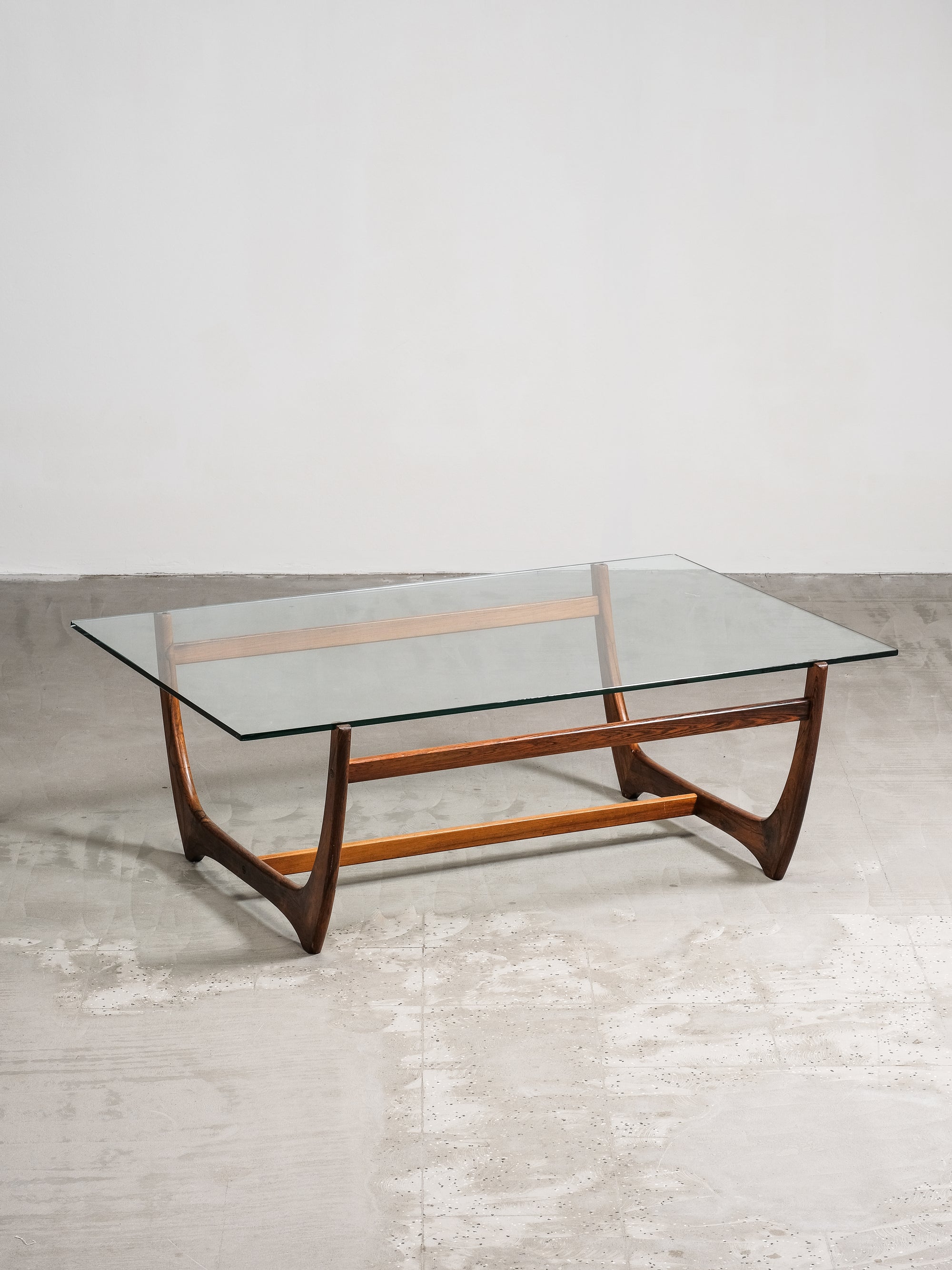 ‘Arabesk’ Rosewood & Glass Coffee Table, Wards Ateljéer, Tibro, Sweden circa 1965