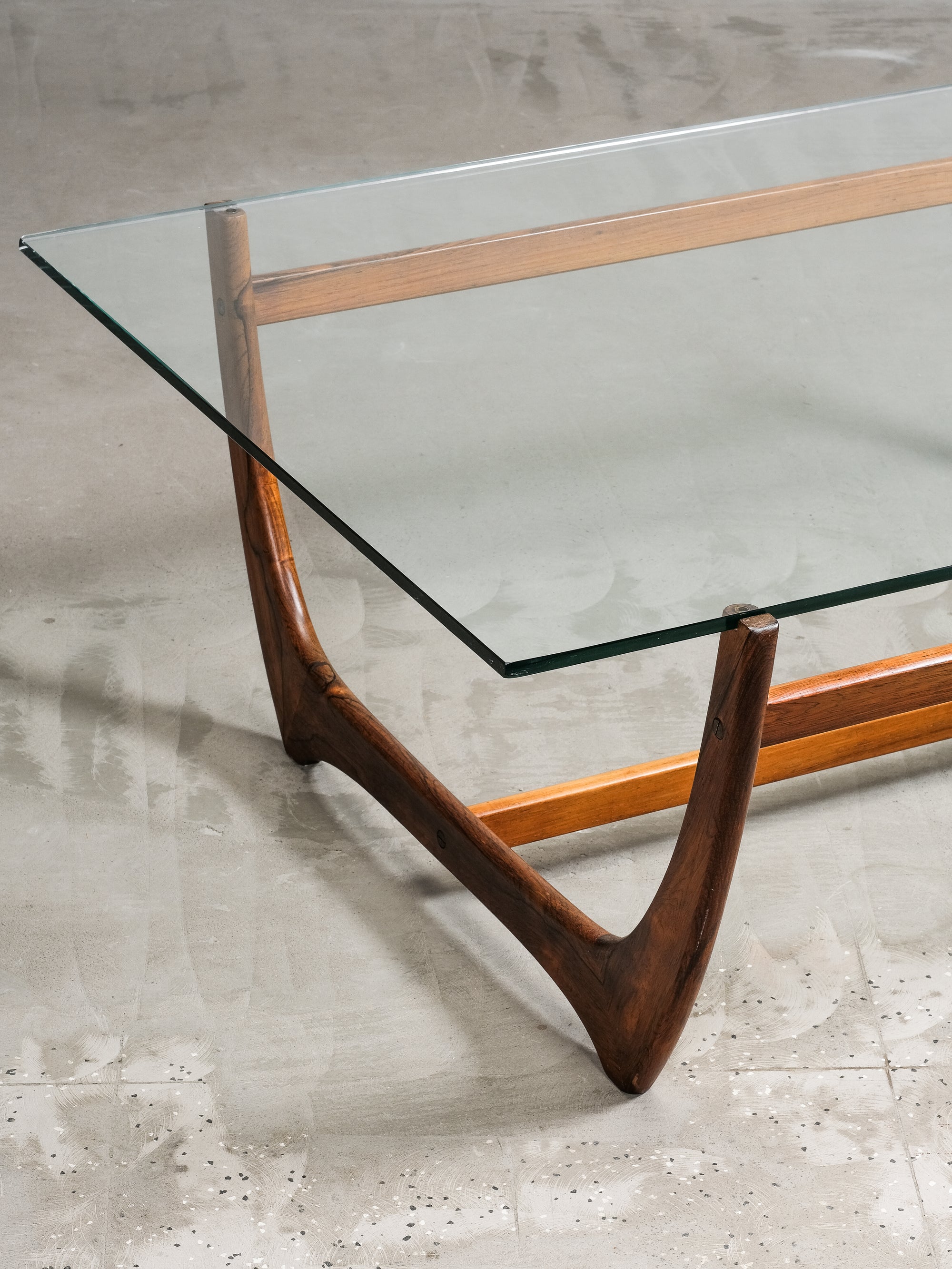 ‘Arabesk’ Rosewood & Glass Coffee Table, Wards Ateljéer, Tibro, Sweden circa 1965