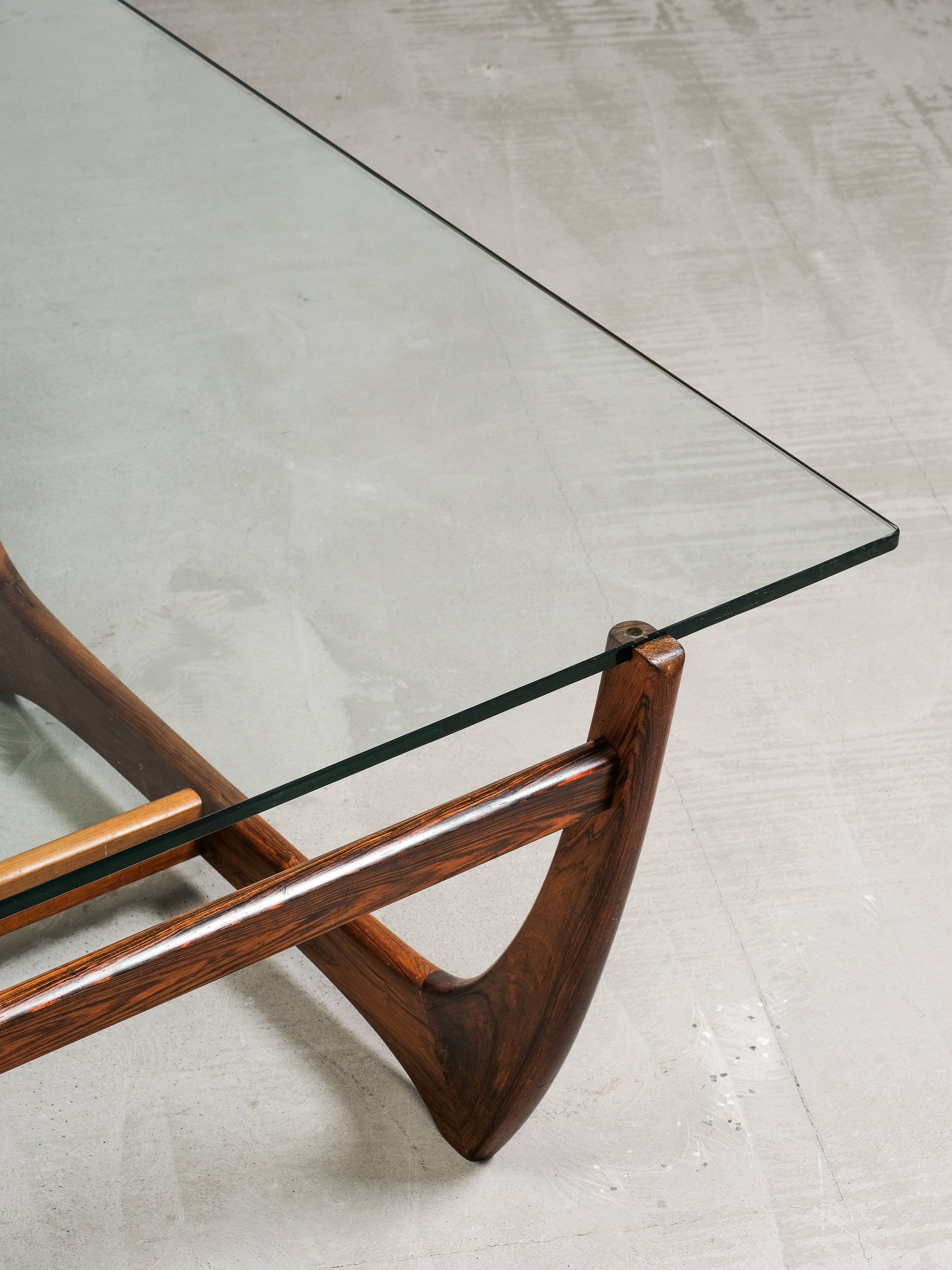 ‘Arabesk’ Rosewood & Glass Coffee Table, Wards Ateljéer, Tibro, Sweden circa 1965