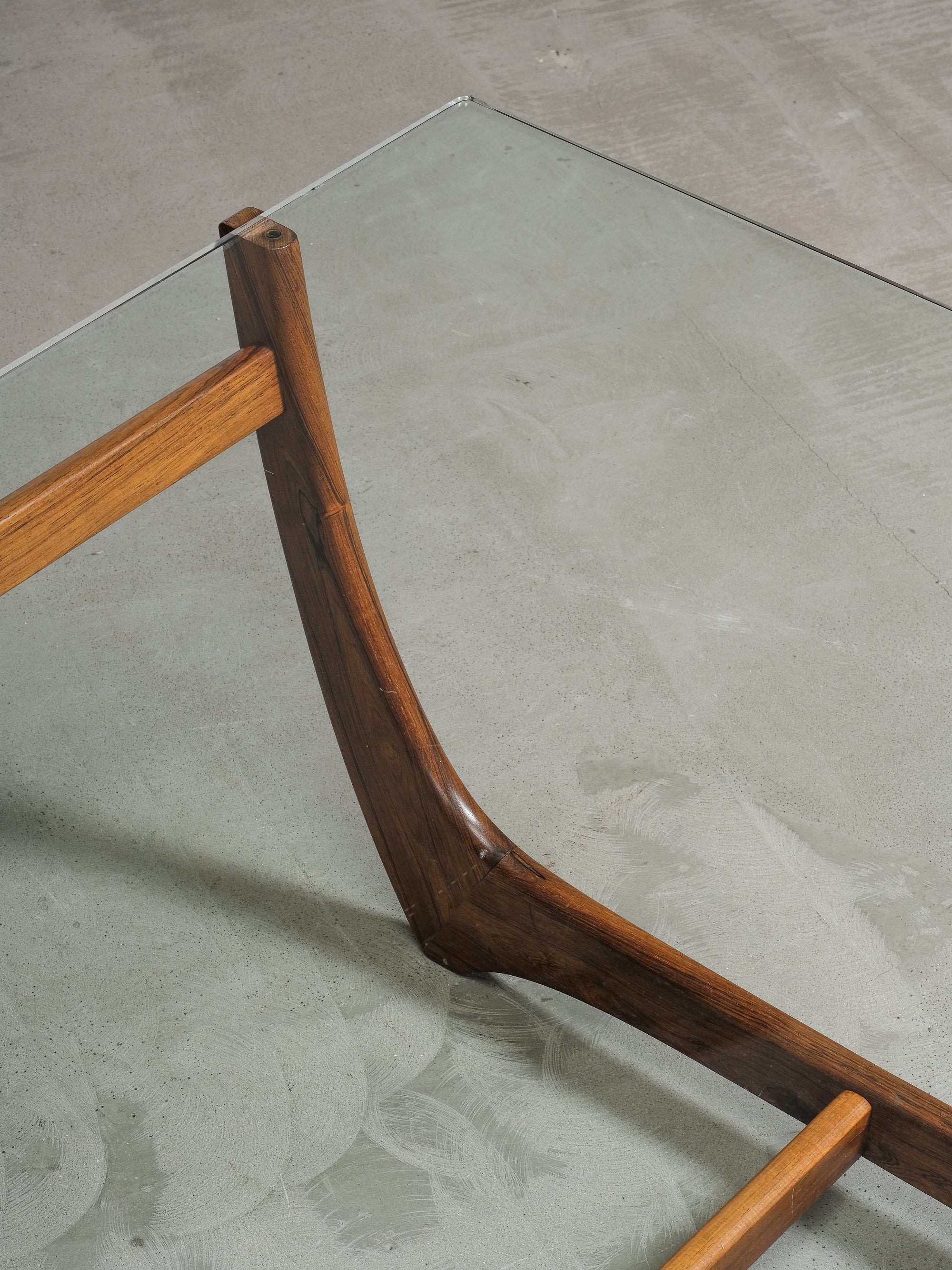 ‘Arabesk’ Rosewood & Glass Coffee Table, Wards Ateljéer, Tibro, Sweden circa 1965