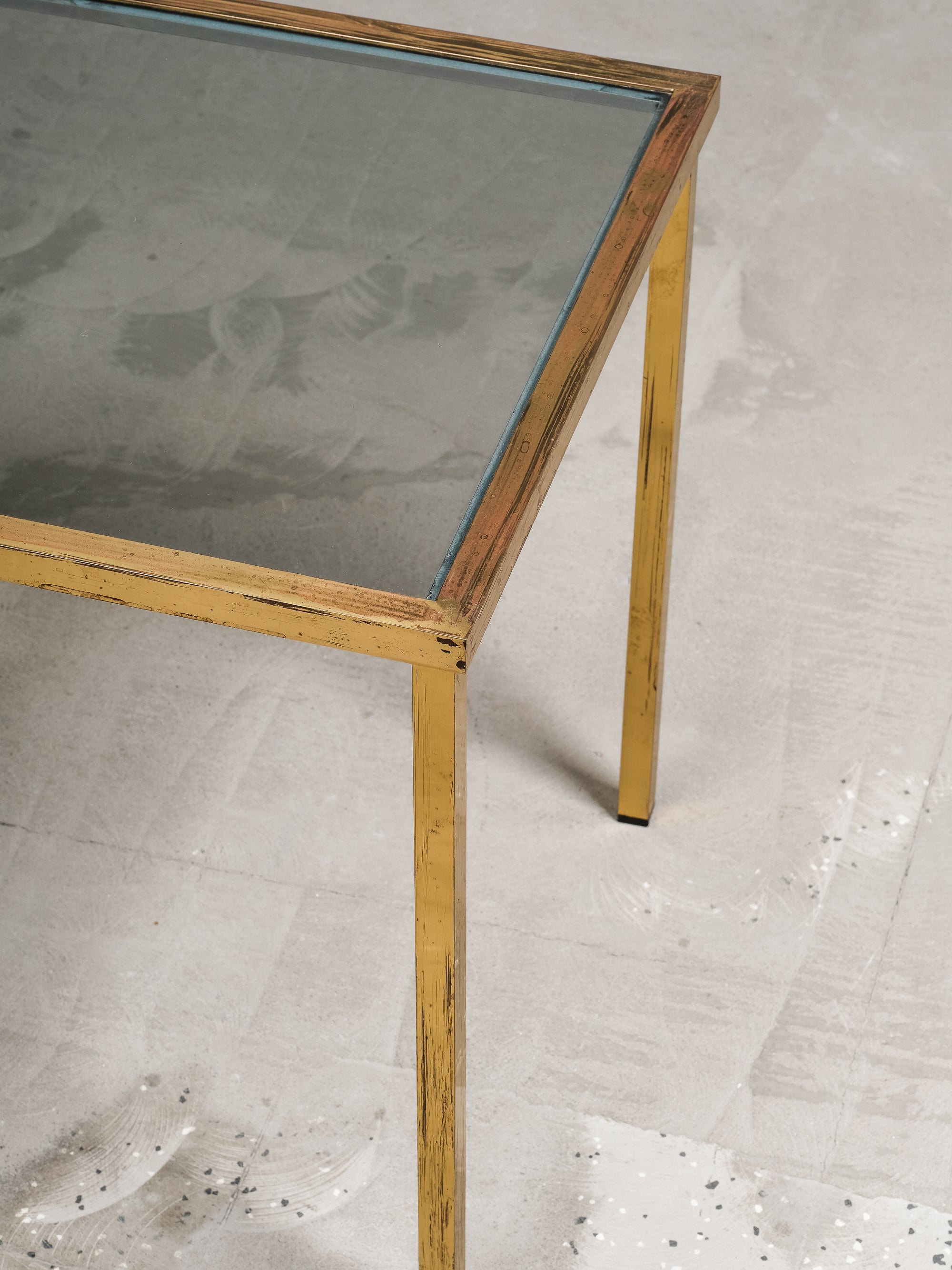 Pair of Solid Brass & Smoked Glass Side Tables, 1970s