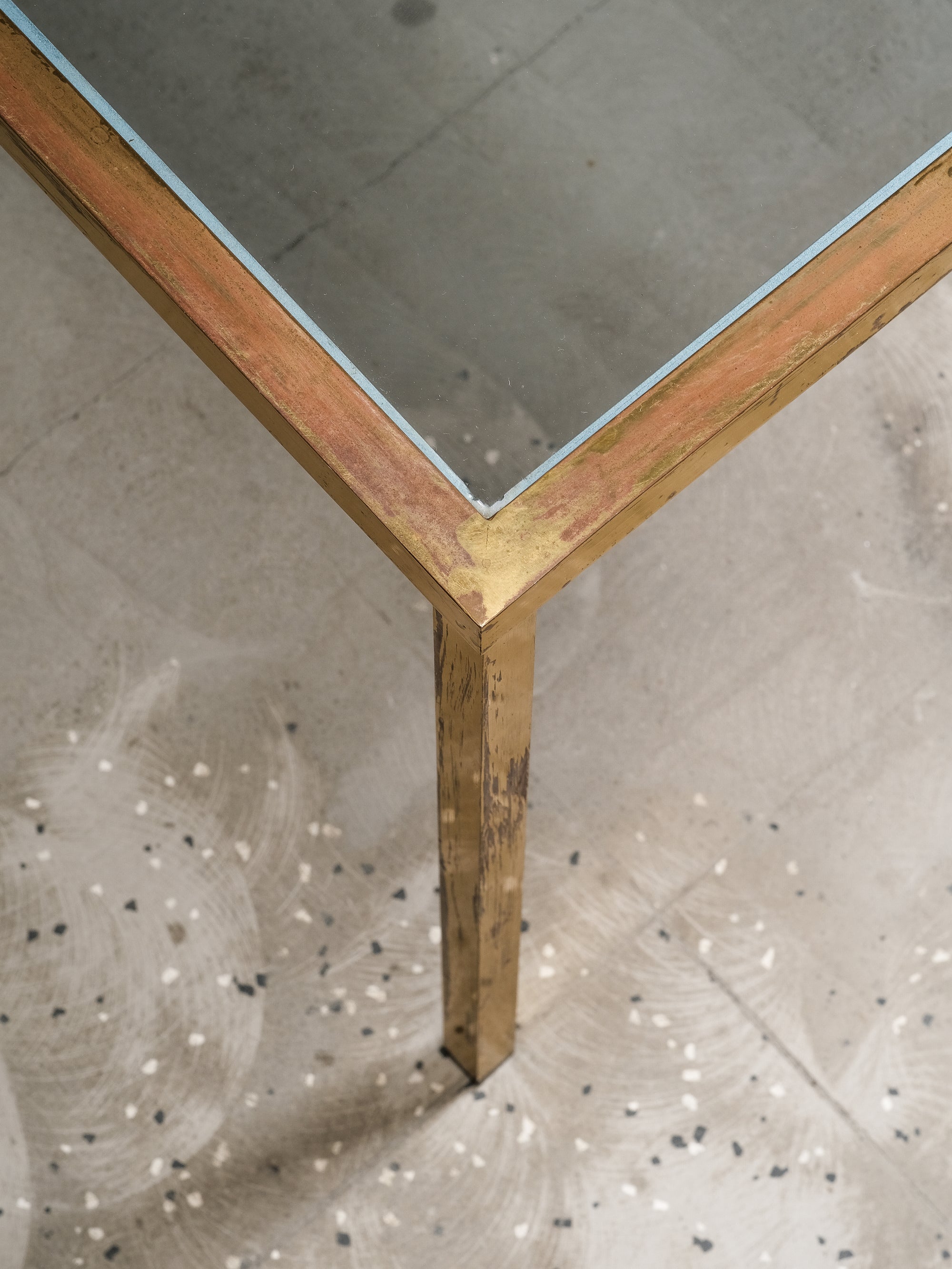 Pair of Solid Brass & Smoked Glass Side Tables, 1970s