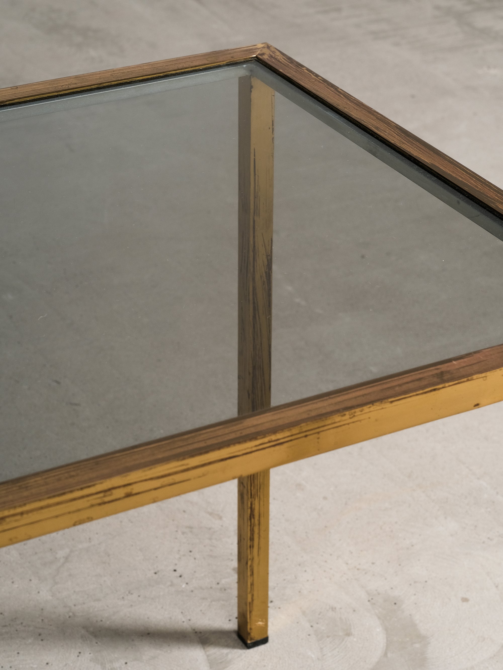Pair of Solid Brass & Smoked Glass Side Tables, 1970s