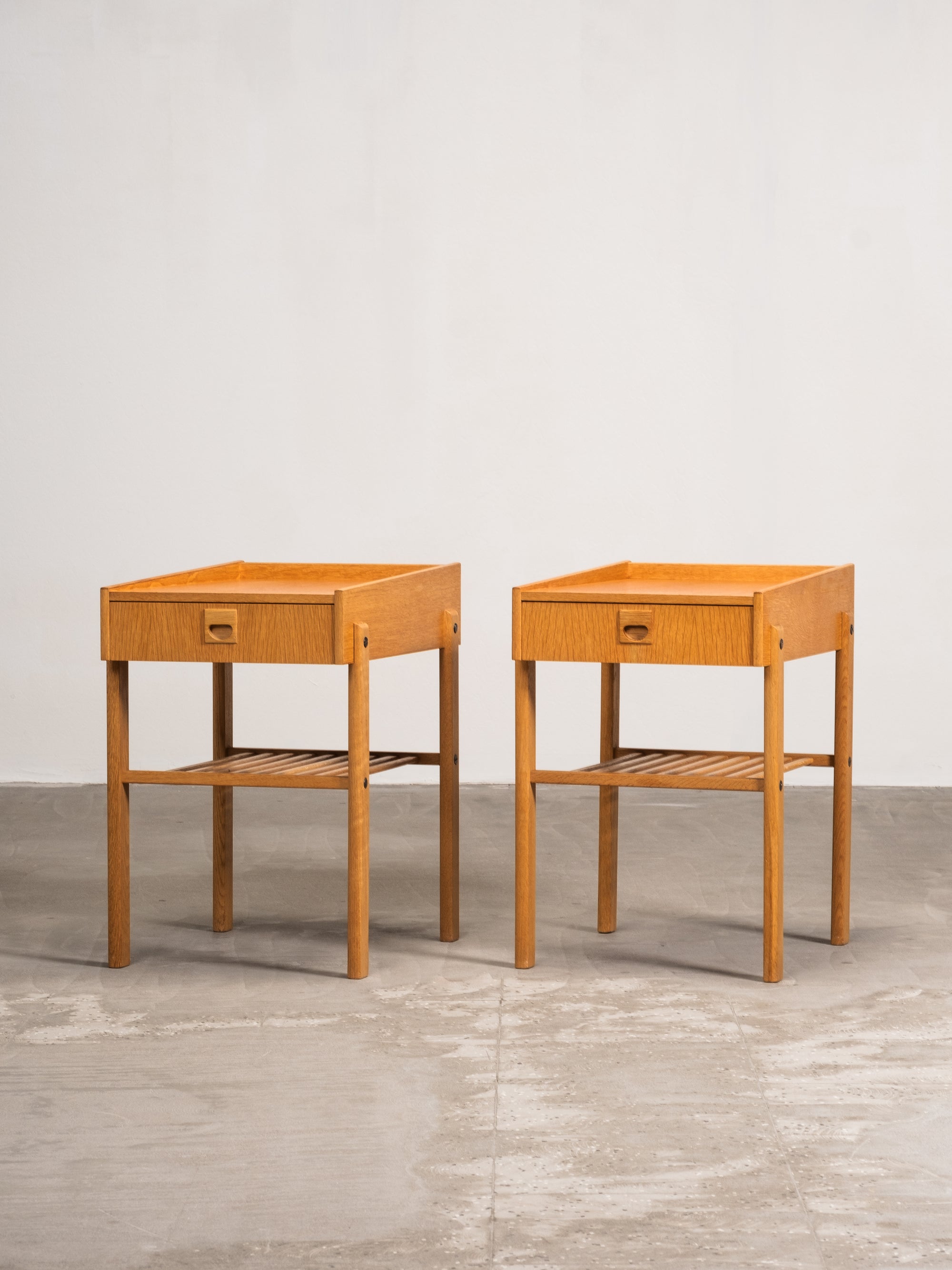Pair of Scandinavian Oak Bedside Tables, 1960s