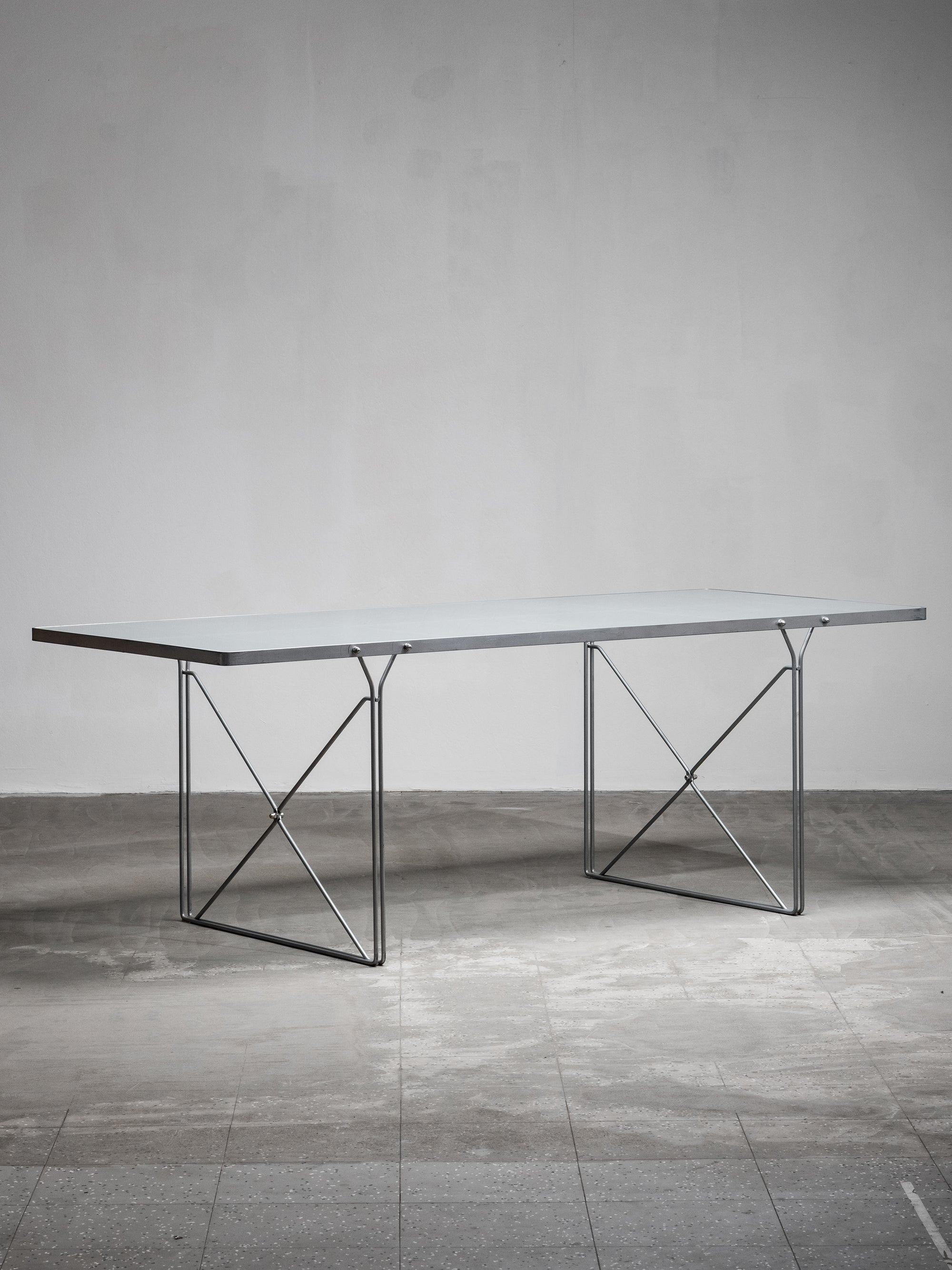 Postmodern Frosted Glass & Steel Desk/Dining Table by Niels Gammelgaard for IKEA, 1980s
