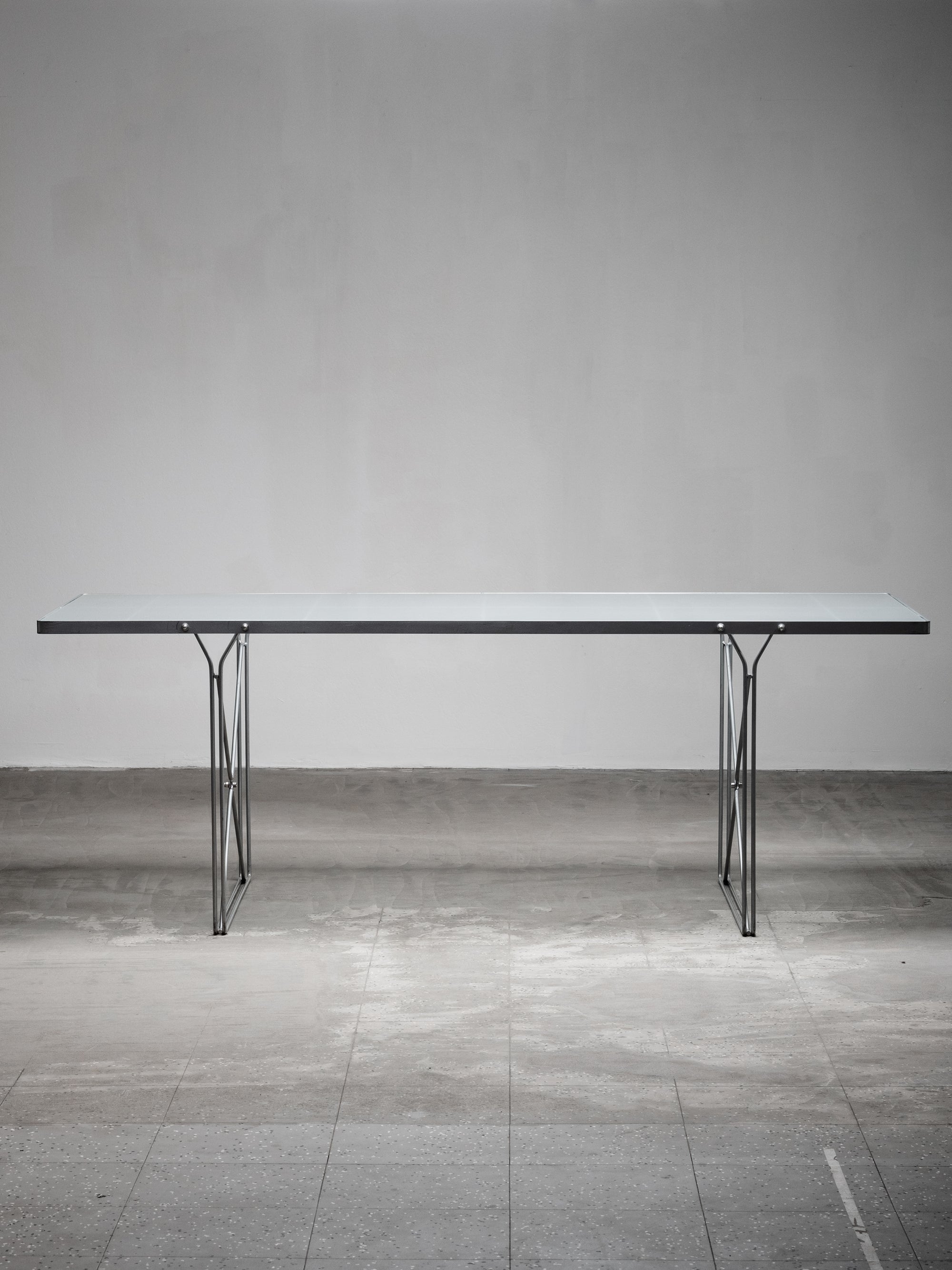 Postmodern Frosted Glass & Steel Desk/Dining Table by Niels Gammelgaard for IKEA, 1980s