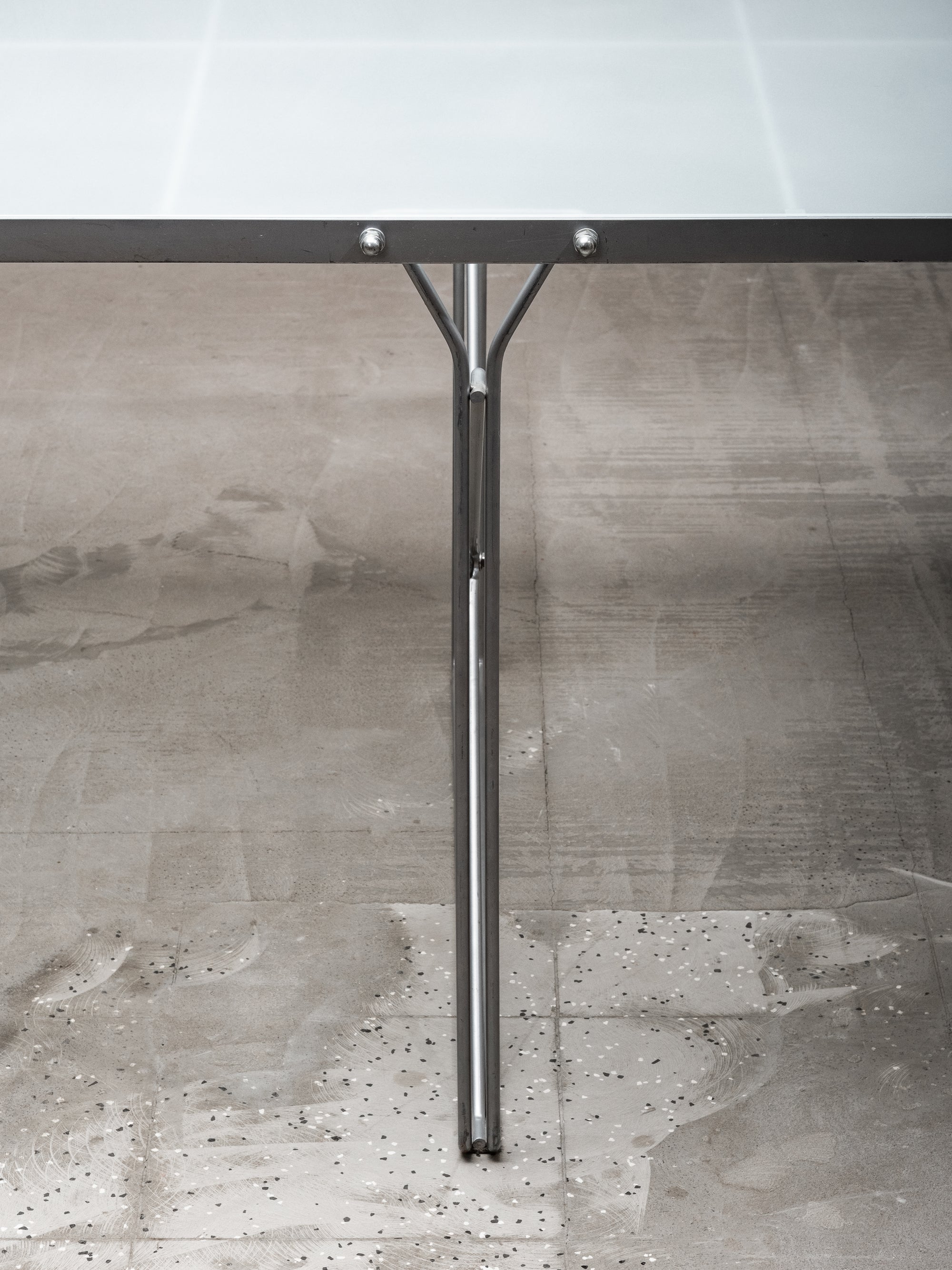 Postmodern Frosted Glass & Steel Desk/Dining Table by Niels Gammelgaard for IKEA, 1980s