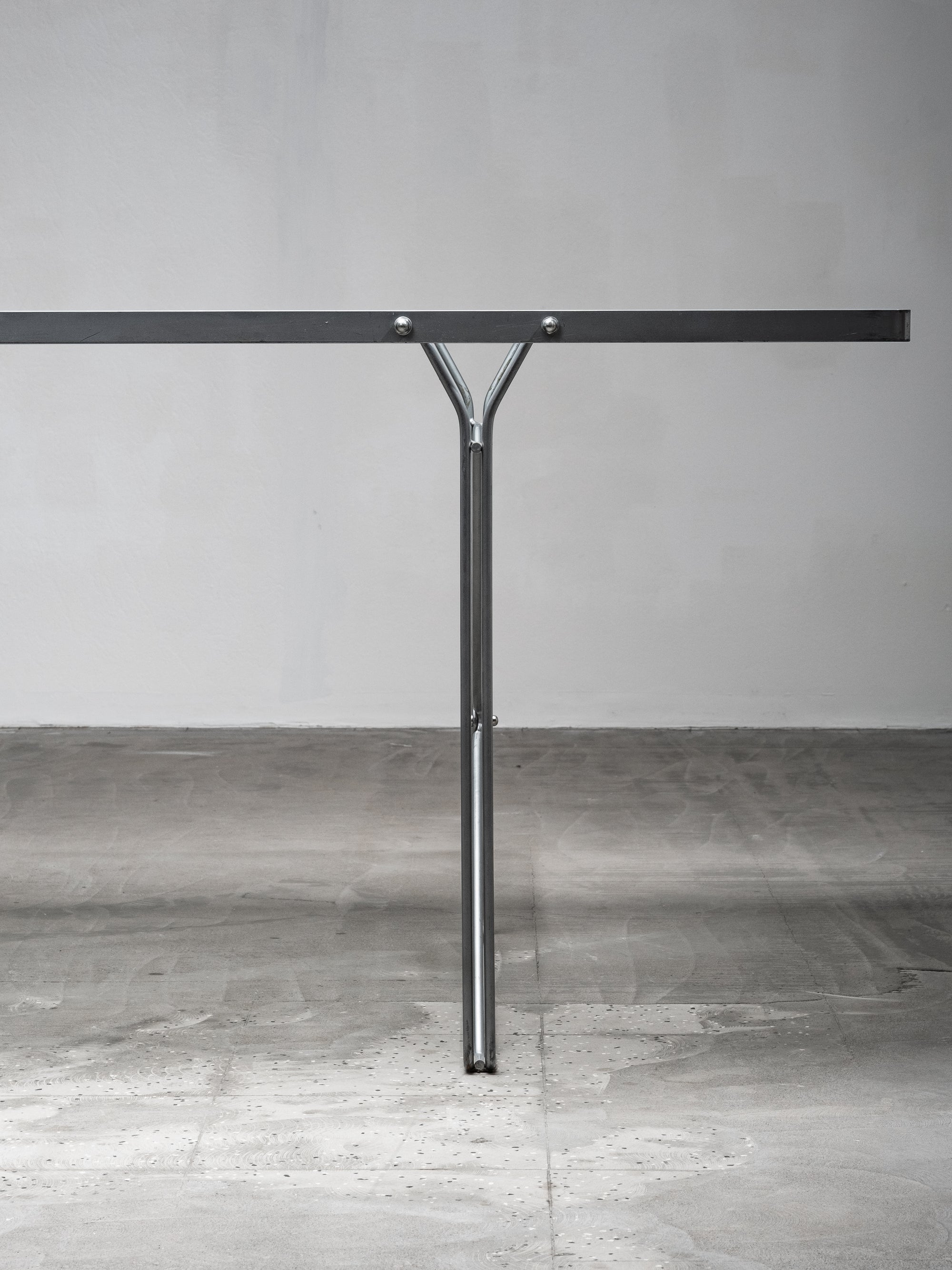 Postmodern Frosted Glass & Steel Desk/Dining Table by Niels Gammelgaard for IKEA, 1980s