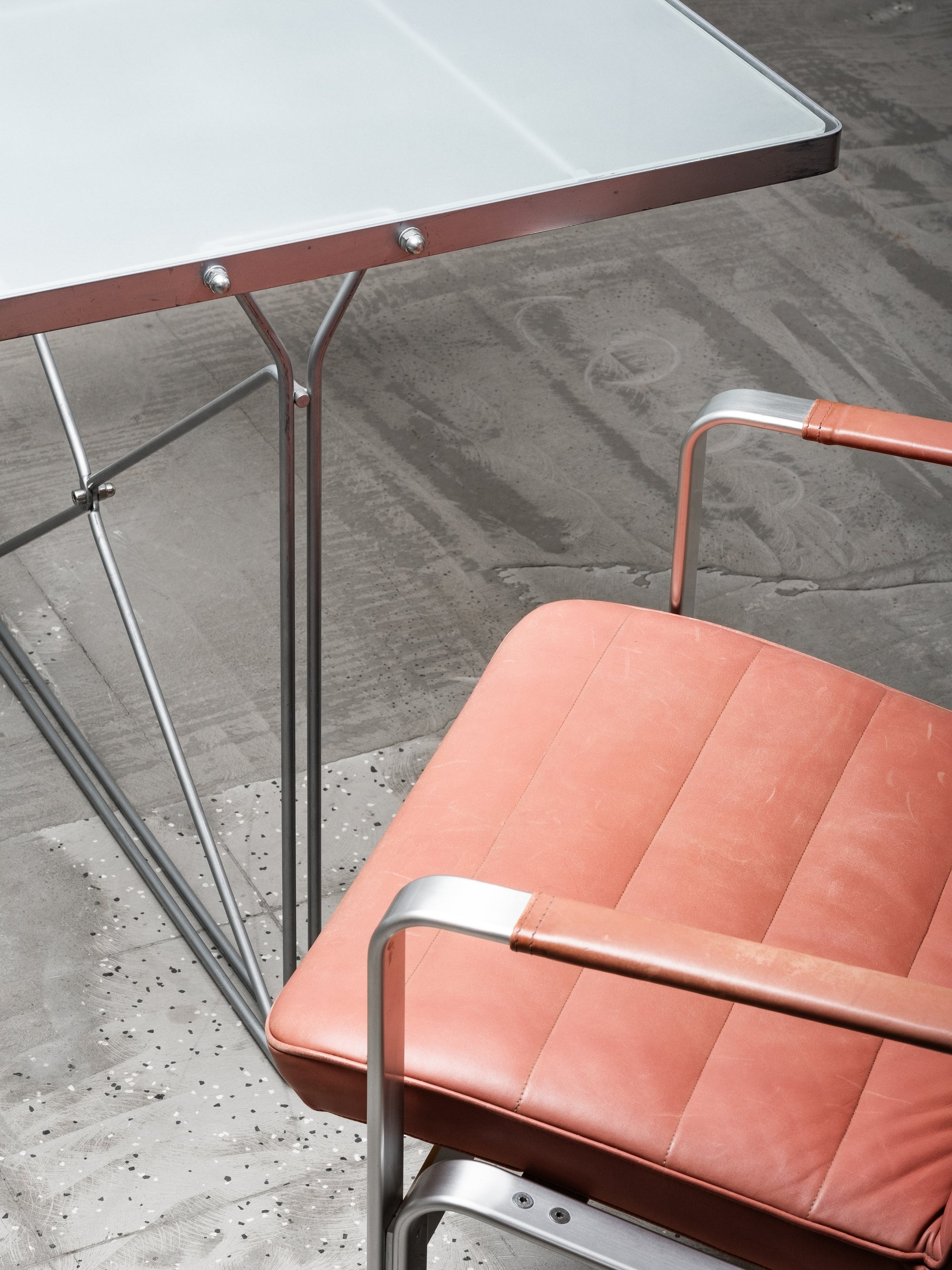 Postmodern Frosted Glass & Steel Desk/Dining Table by Niels Gammelgaard for IKEA, 1980s