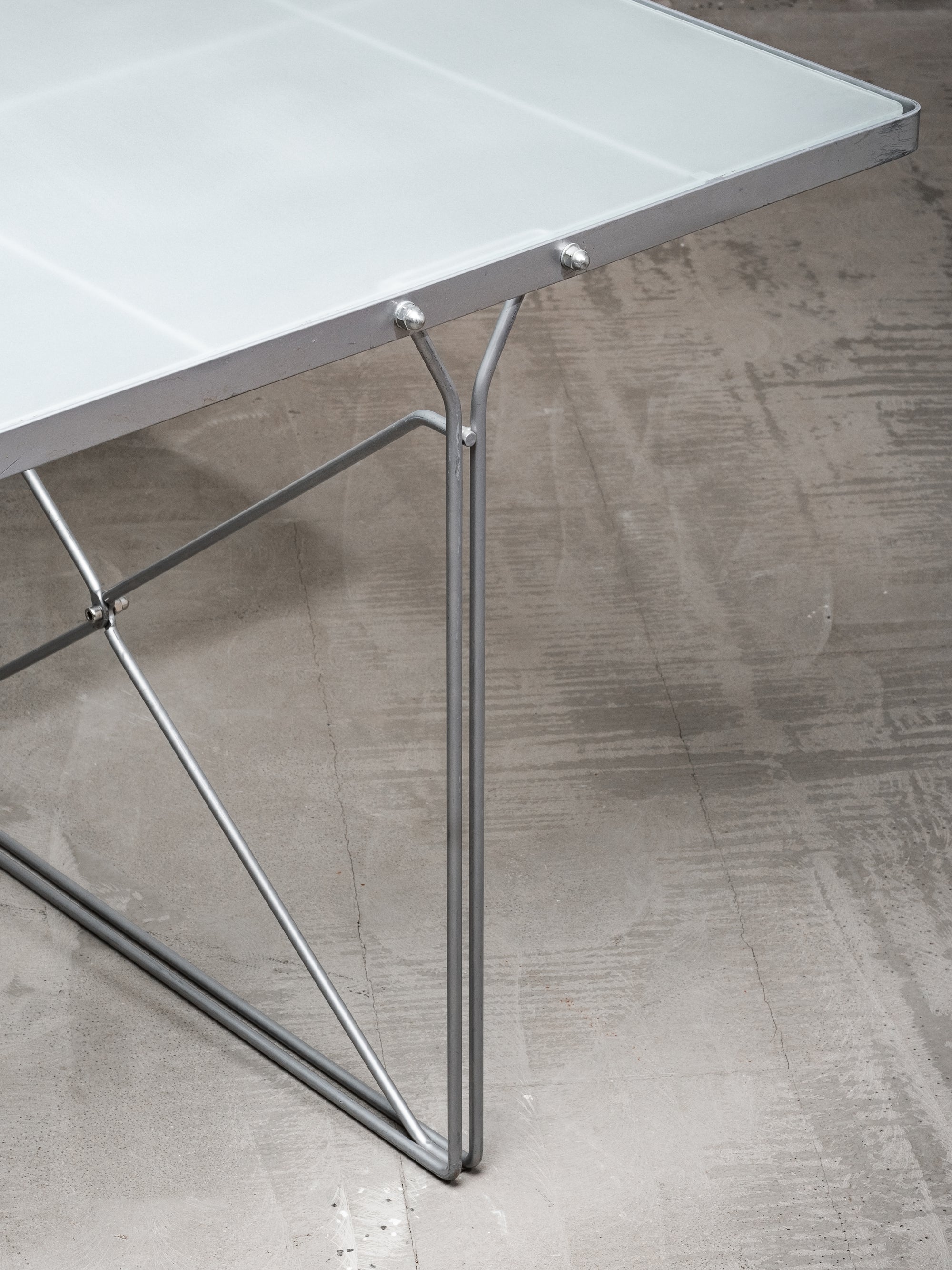 Postmodern Frosted Glass & Steel Desk/Dining Table by Niels Gammelgaard for IKEA, 1980s