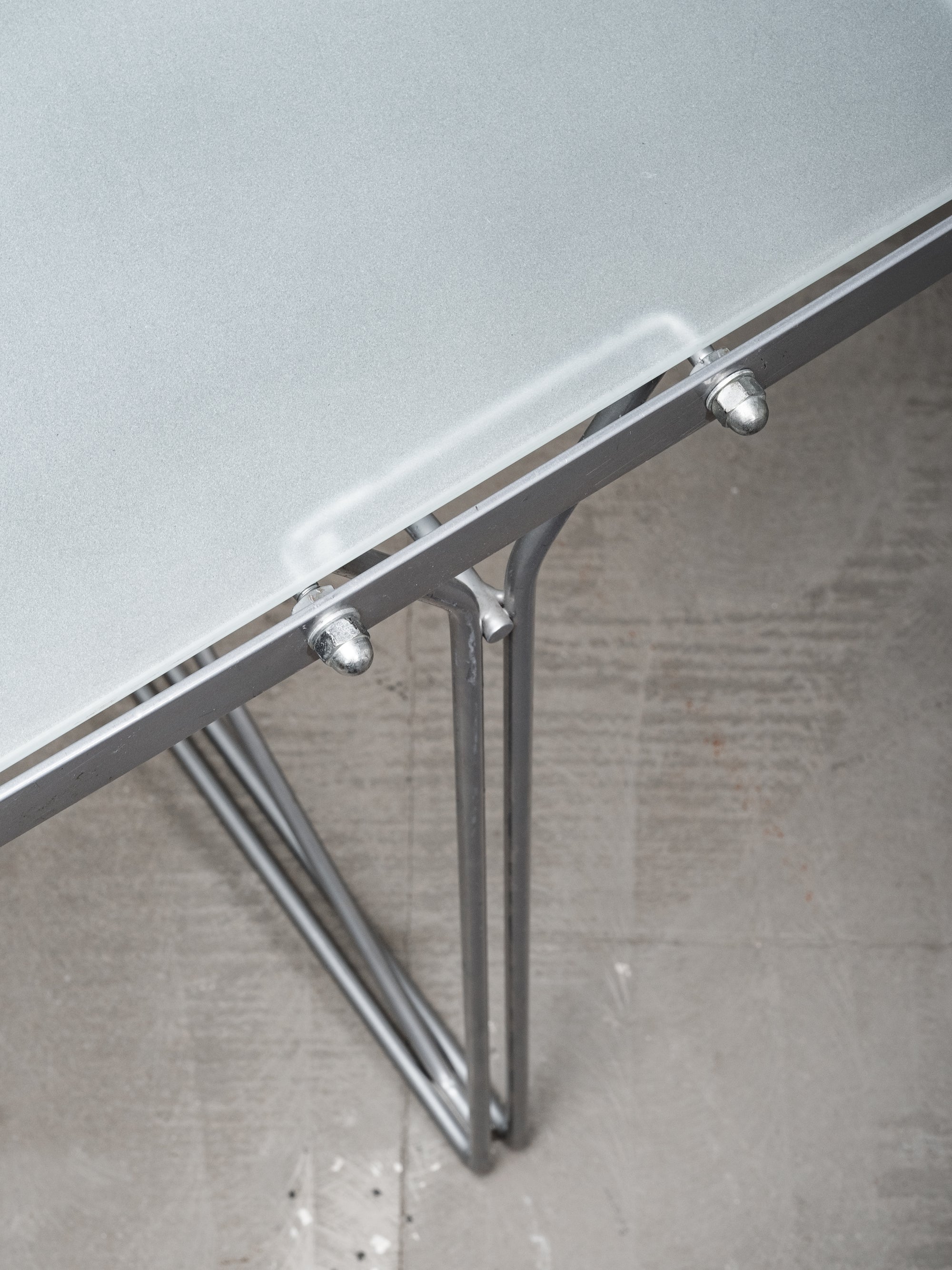 Postmodern Frosted Glass & Steel Desk/Dining Table by Niels Gammelgaard for IKEA, 1980s