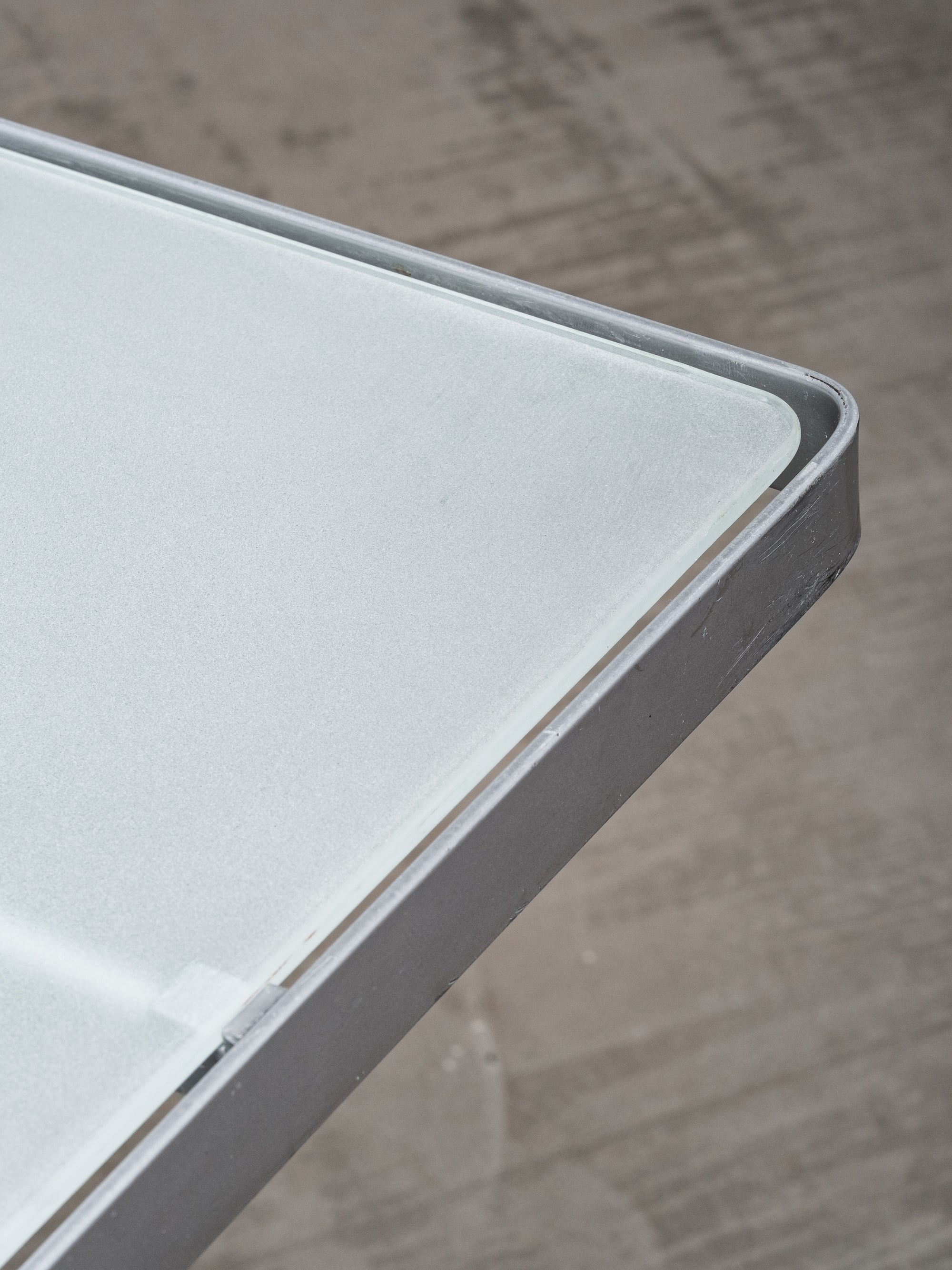 Postmodern Frosted Glass & Steel Desk/Dining Table by Niels Gammelgaard for IKEA, 1980s