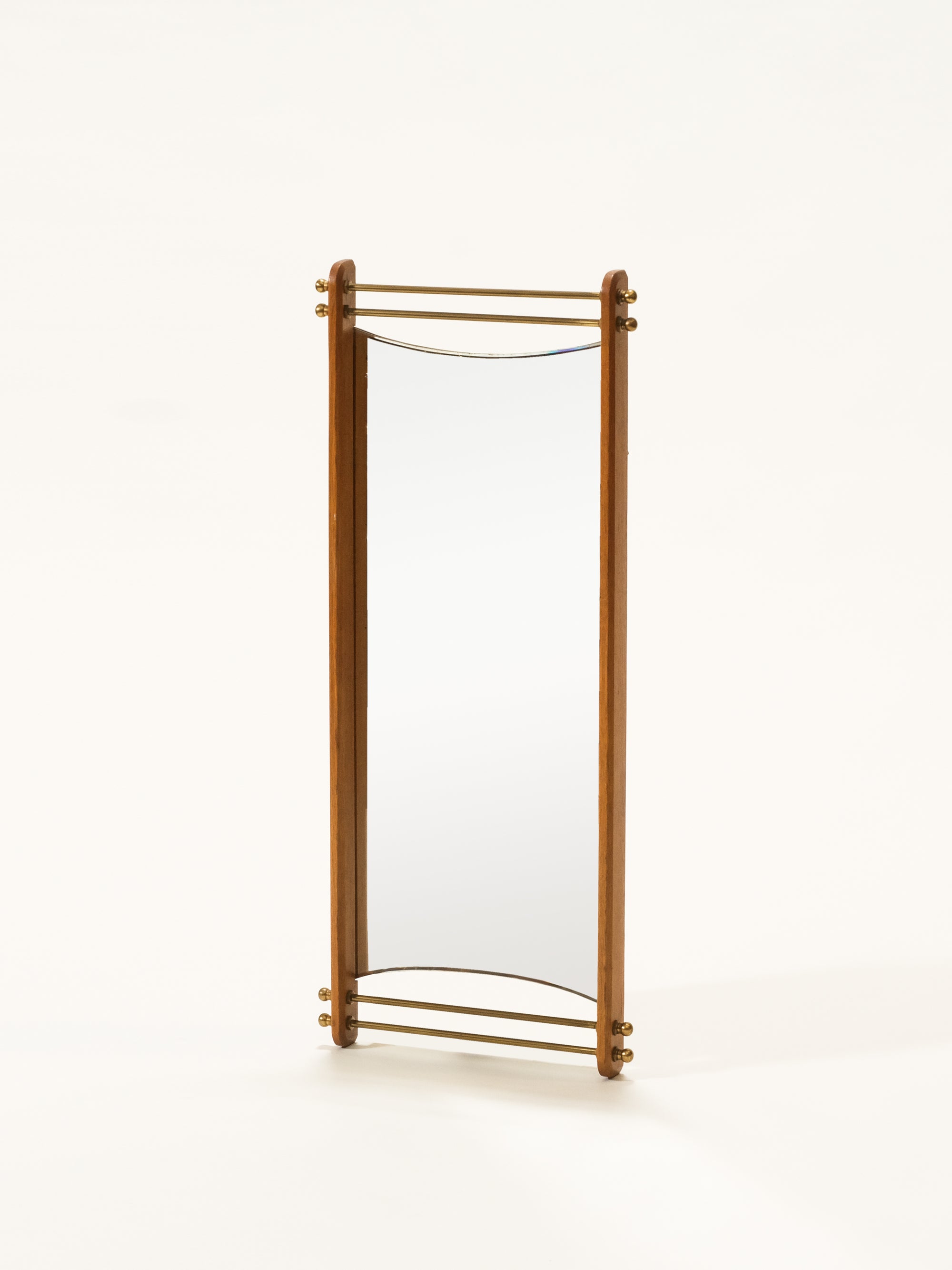 Mid-Century Teak & Brass Wall Mirror