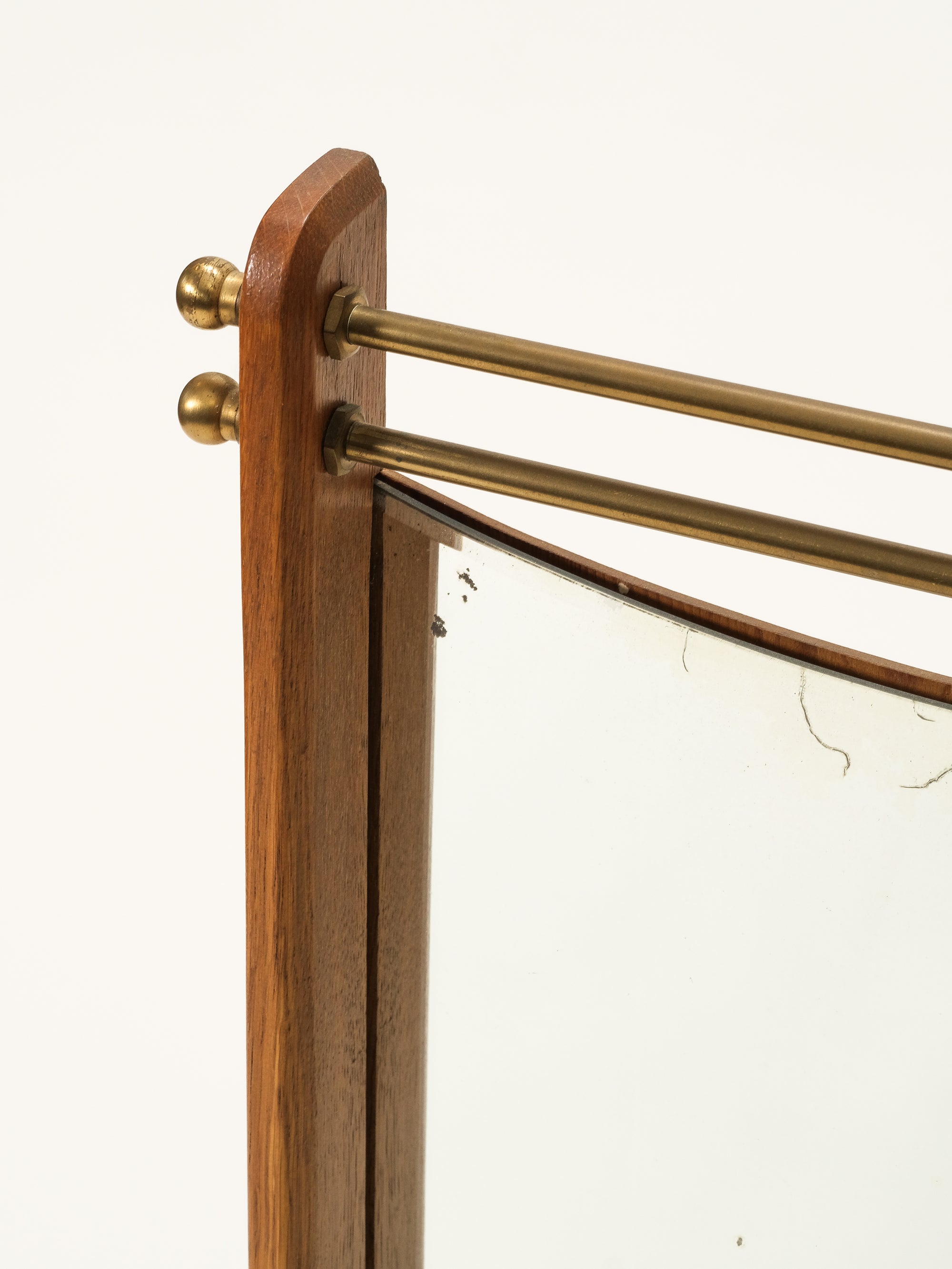 Mid-Century Teak & Brass Wall Mirror