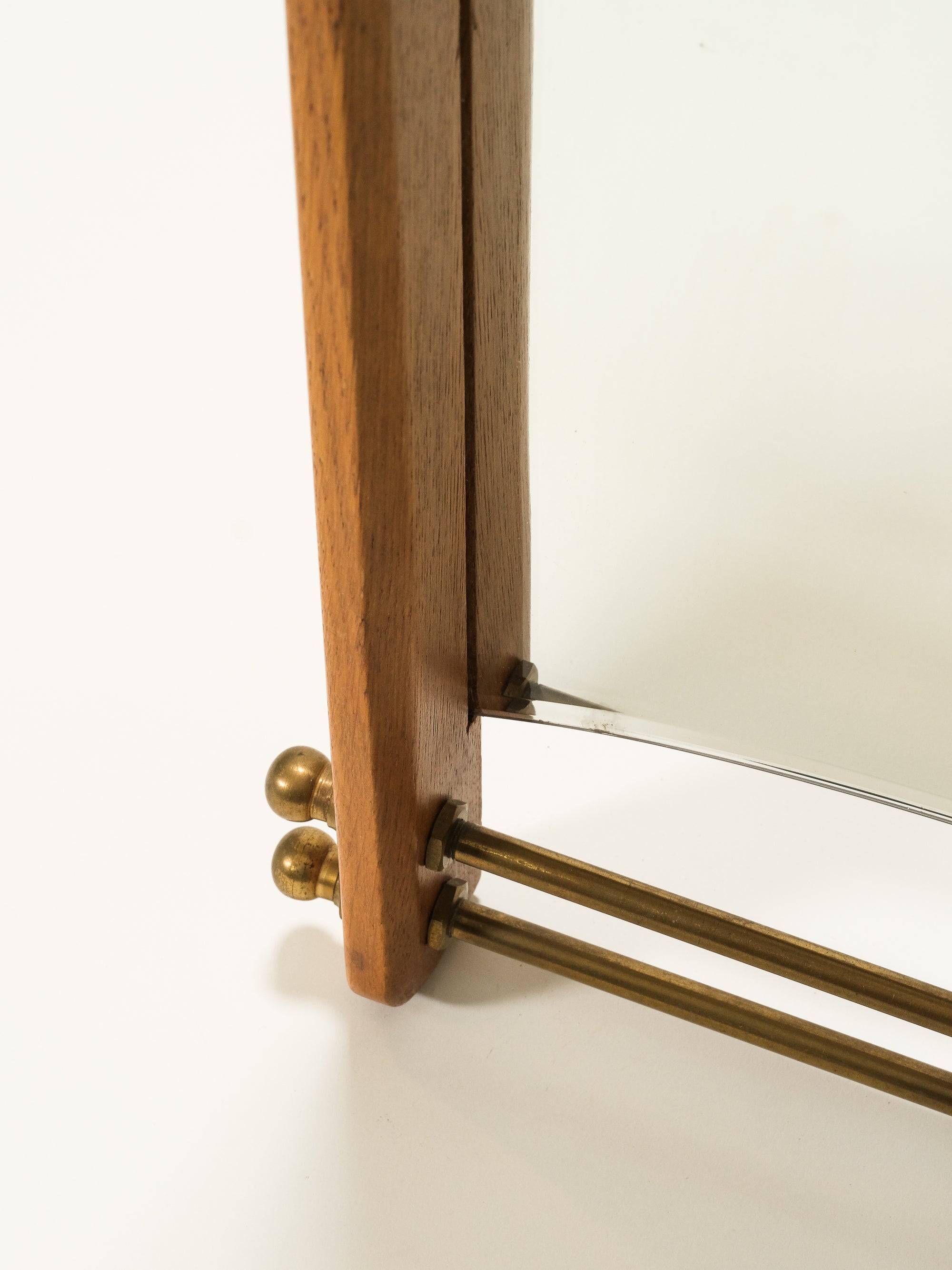 Mid-Century Teak & Brass Wall Mirror