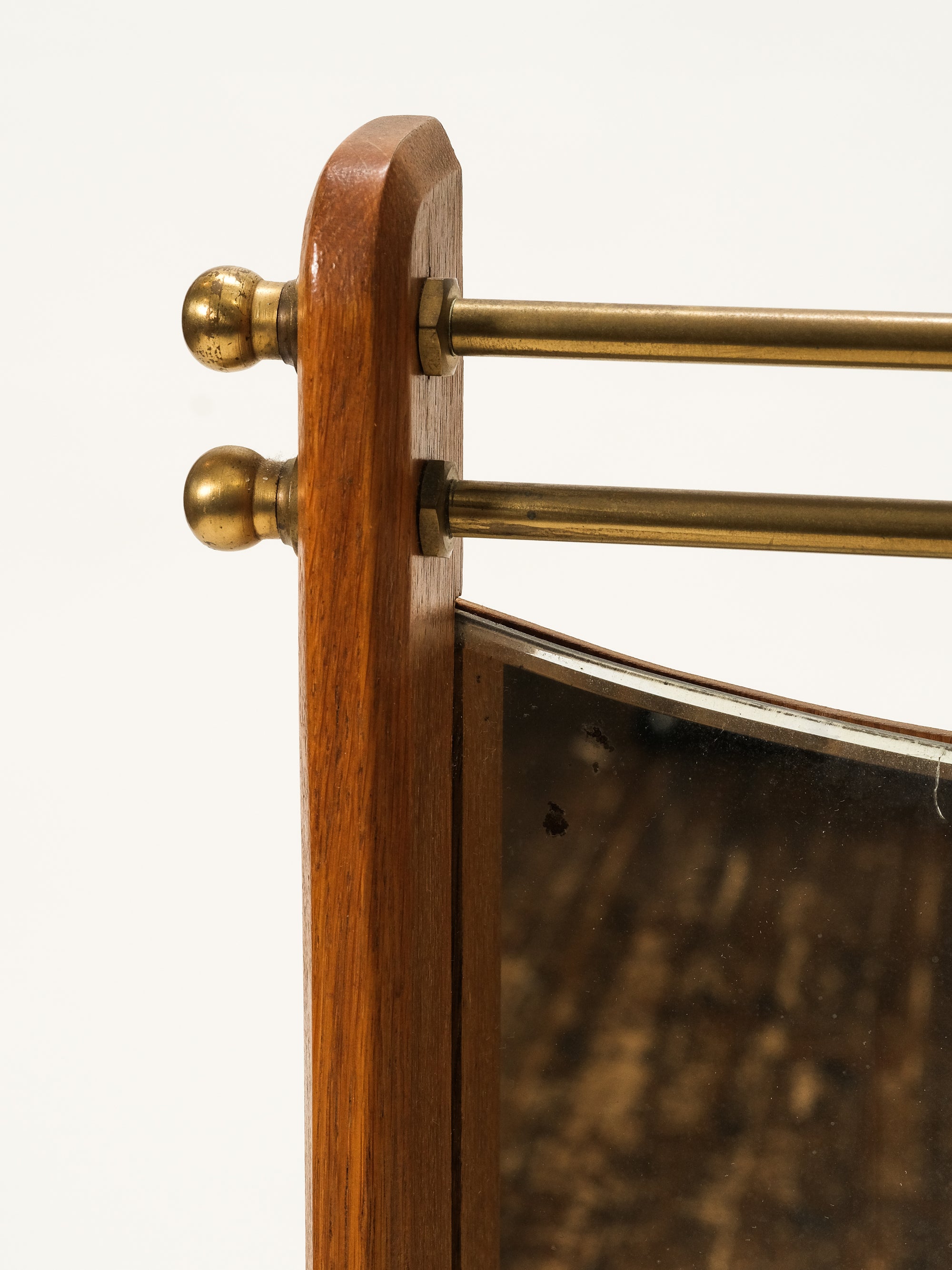 Mid-Century Teak & Brass Wall Mirror