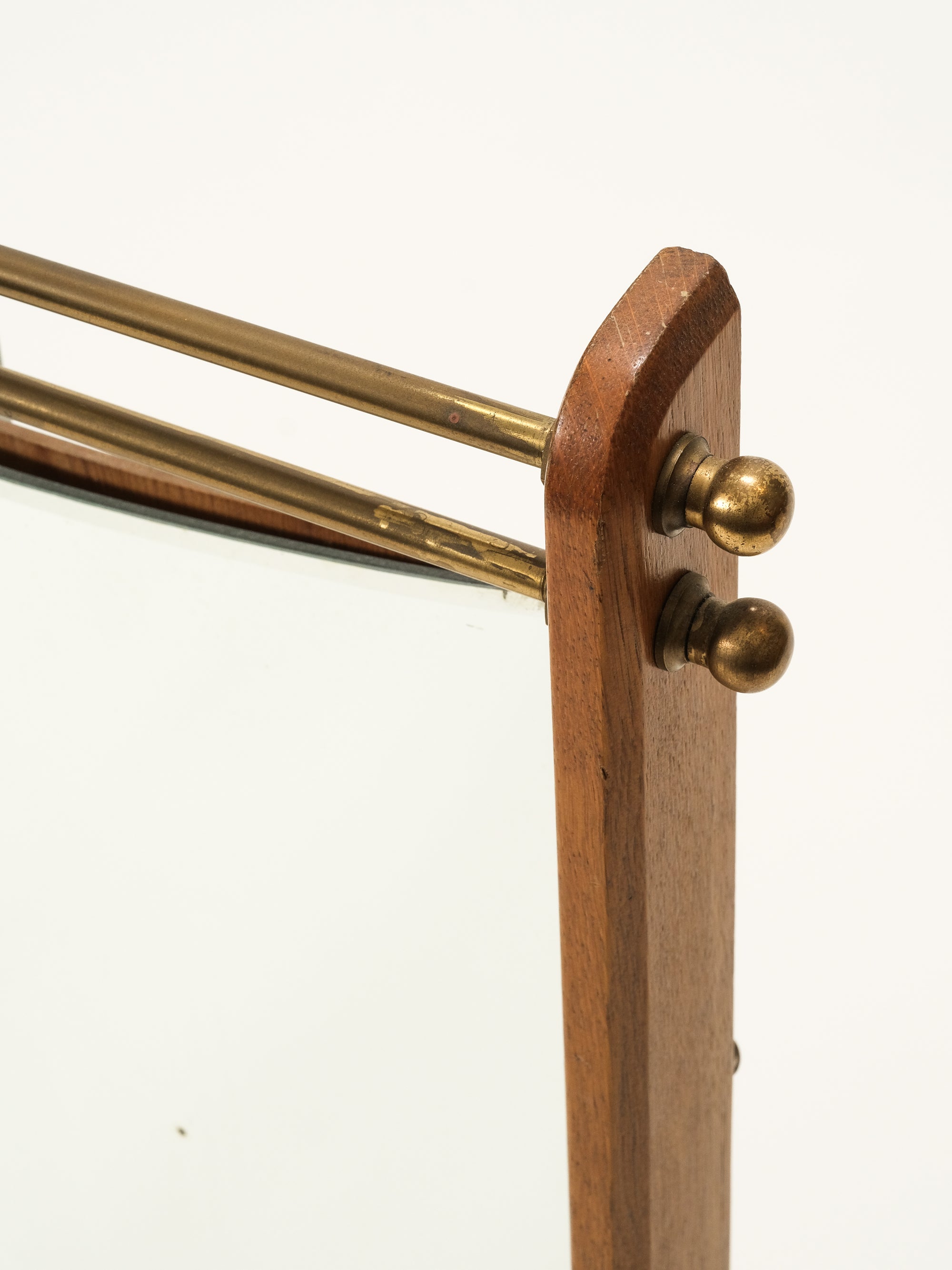 Mid-Century Teak & Brass Wall Mirror