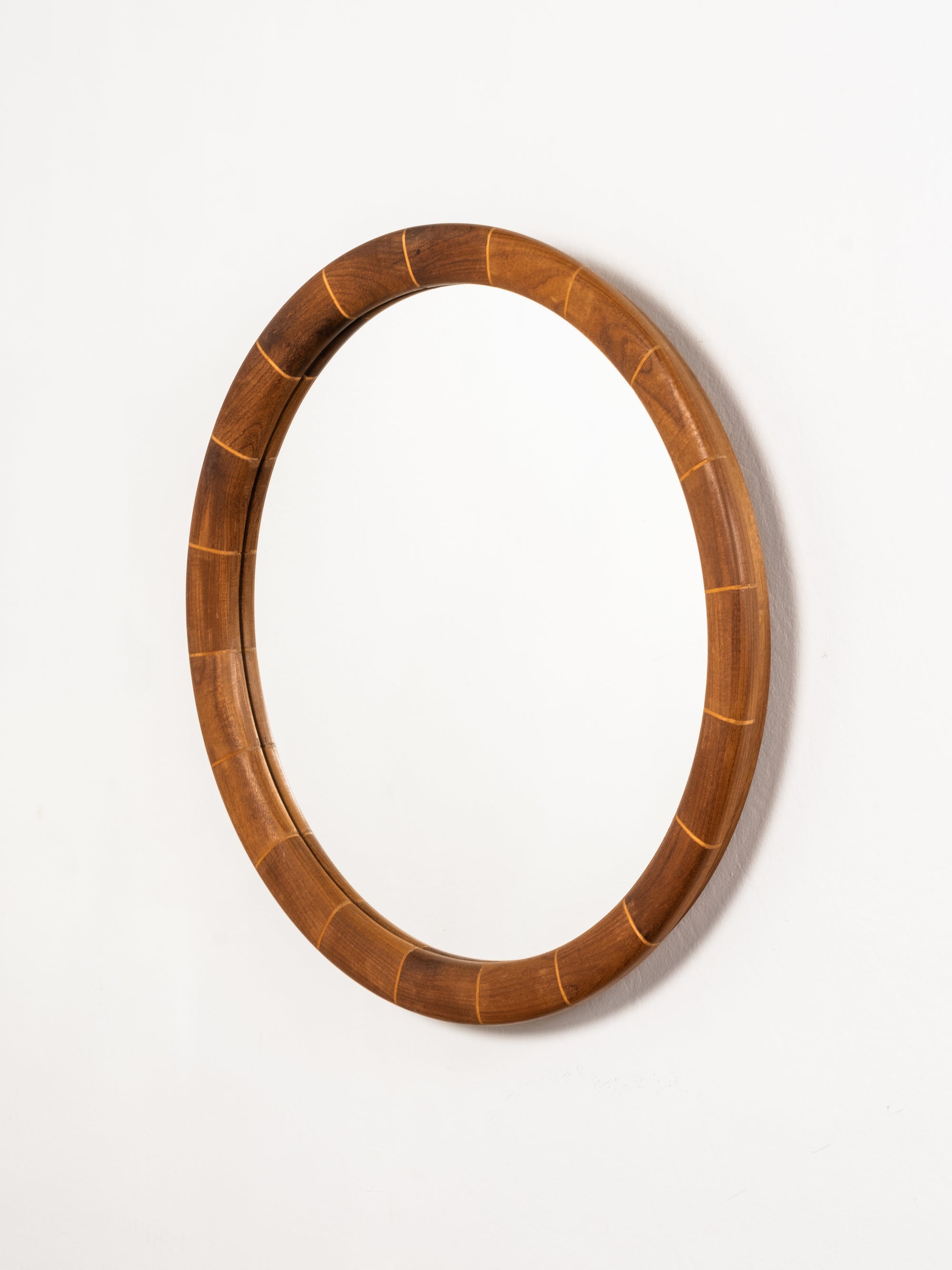 Mid-Century Round Wall Mirror in Teak, 1960s