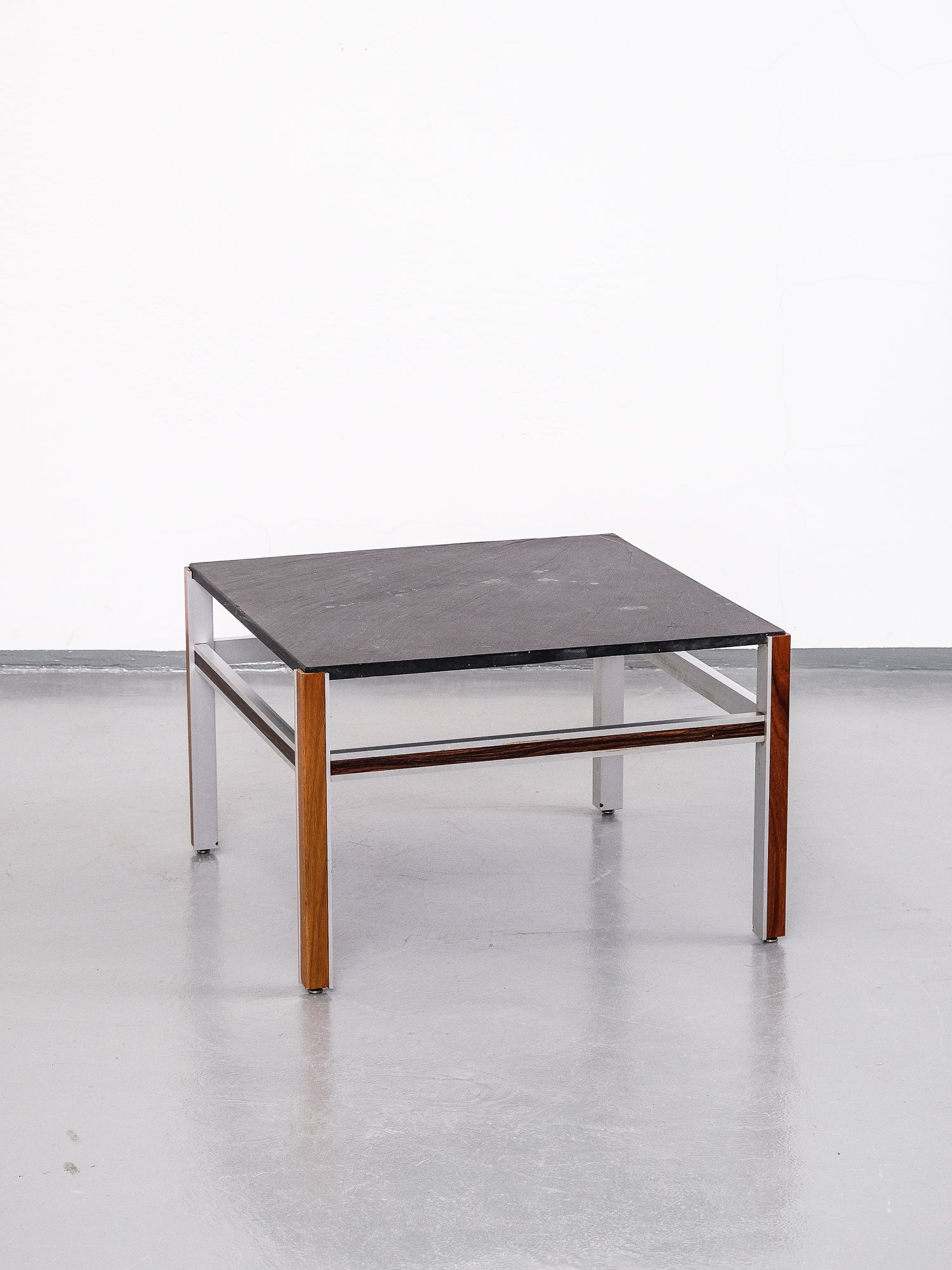 Midcentury Modern Scandinavian Natural Stone Coffee Table with Aluminium Frame
