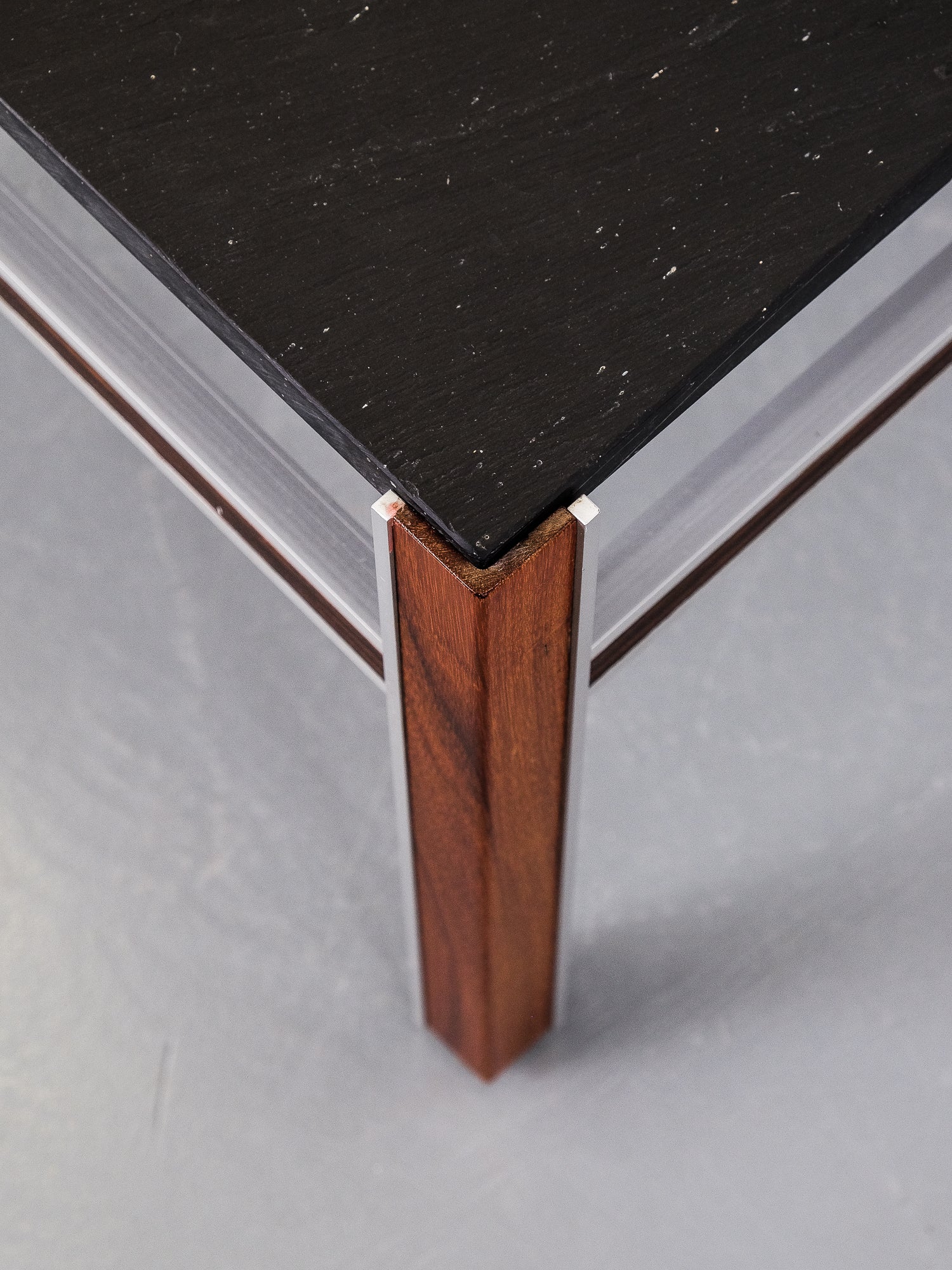 Midcentury Modern Scandinavian Natural Stone Coffee Table with Aluminium Frame