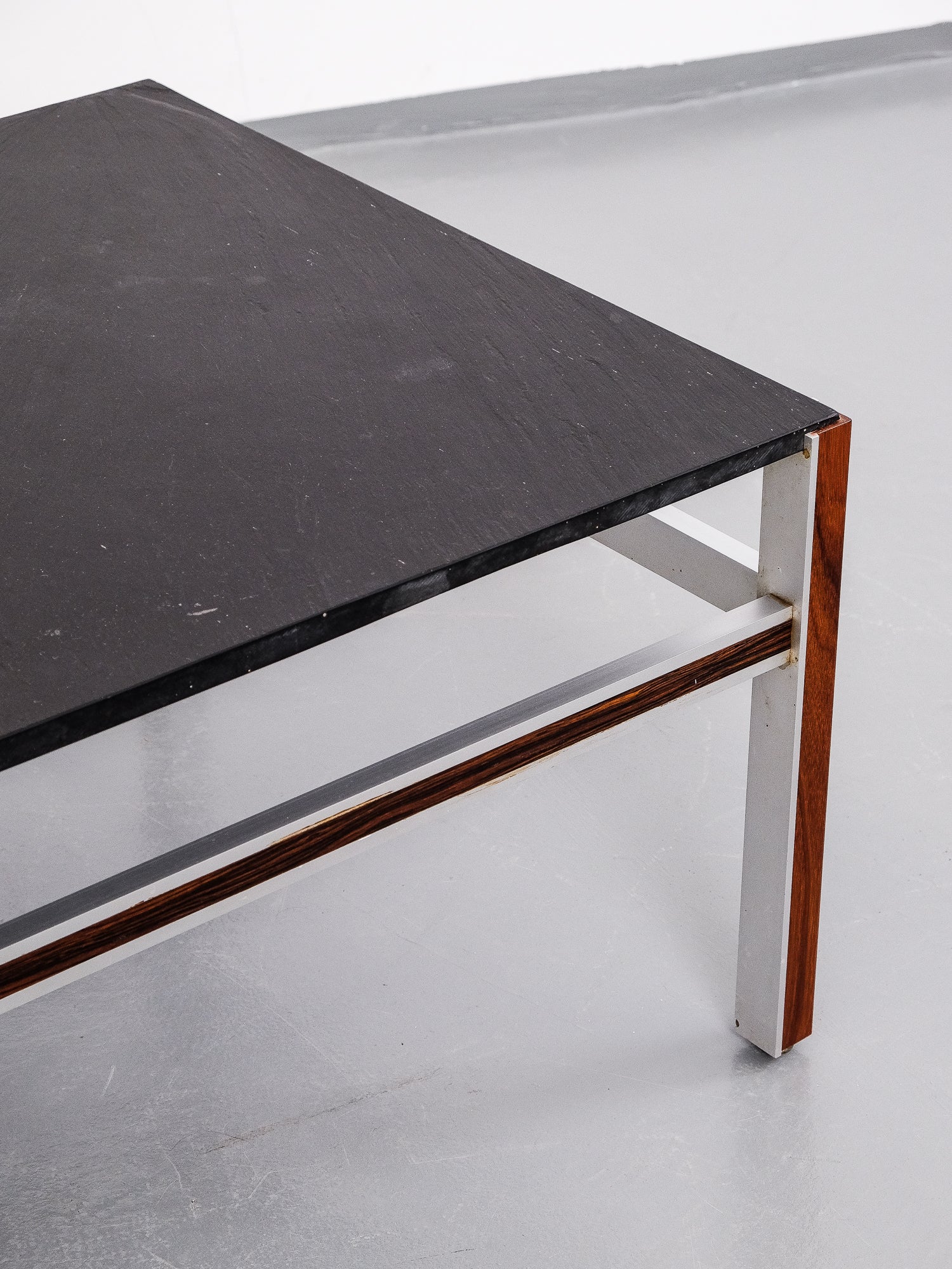 Midcentury Modern Scandinavian Natural Stone Coffee Table with Aluminium Frame