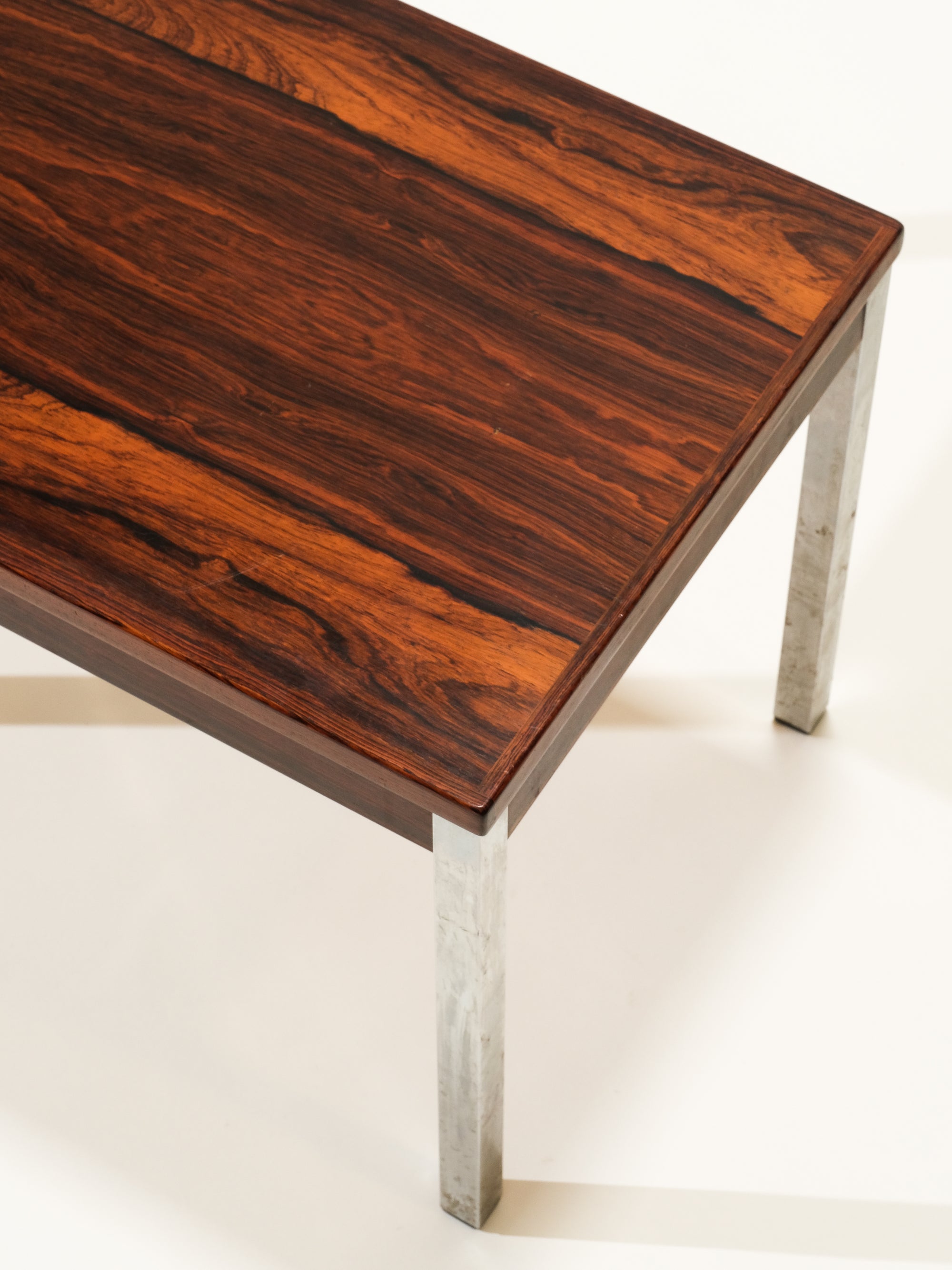Bench / Side Table in Rosewood and Chrome by HMB Möbler, 1970s