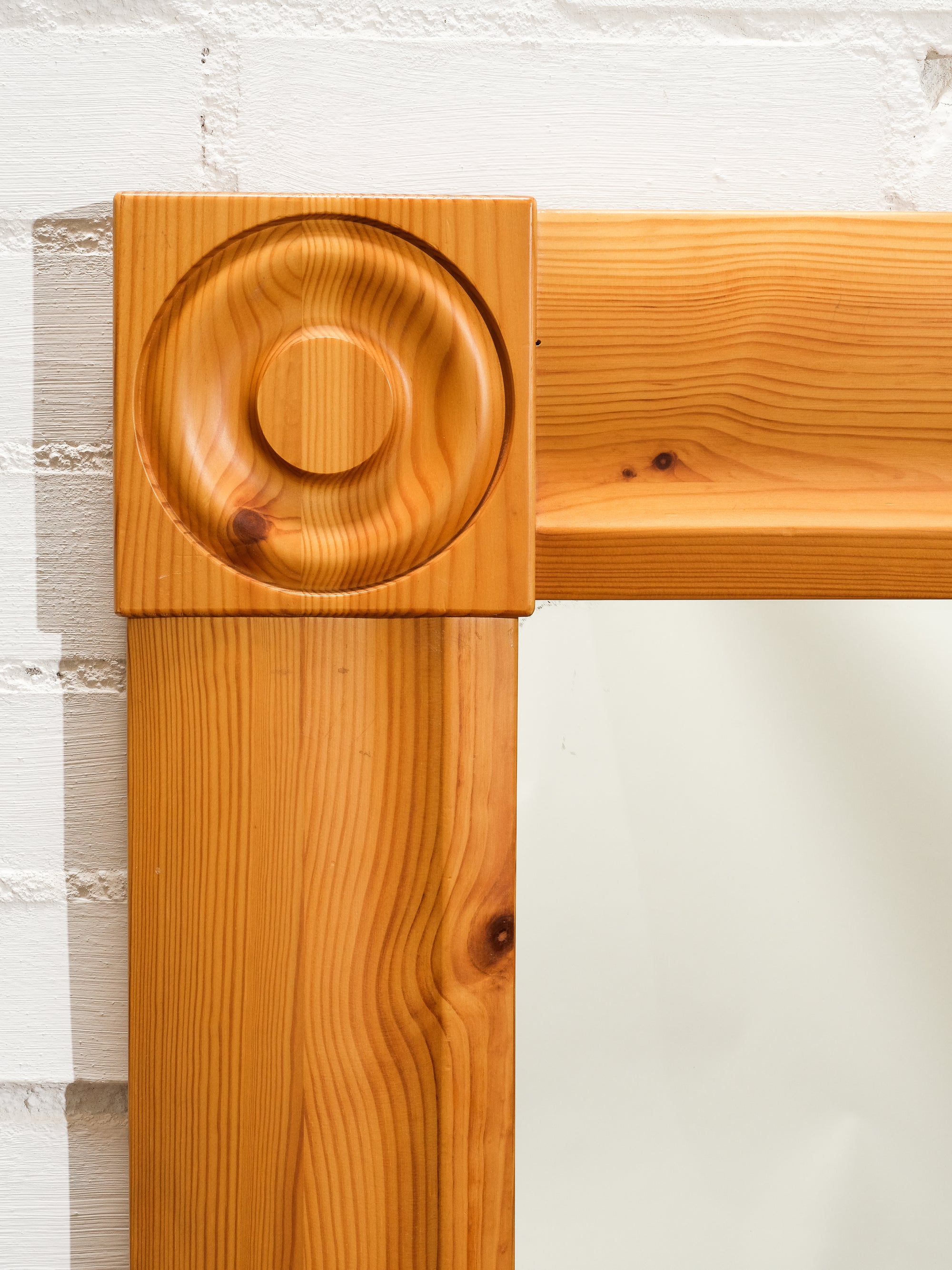 Large Mid-Century Pine Wall Mirror, Glas Mäster Markaryd, Sweden, 1970s