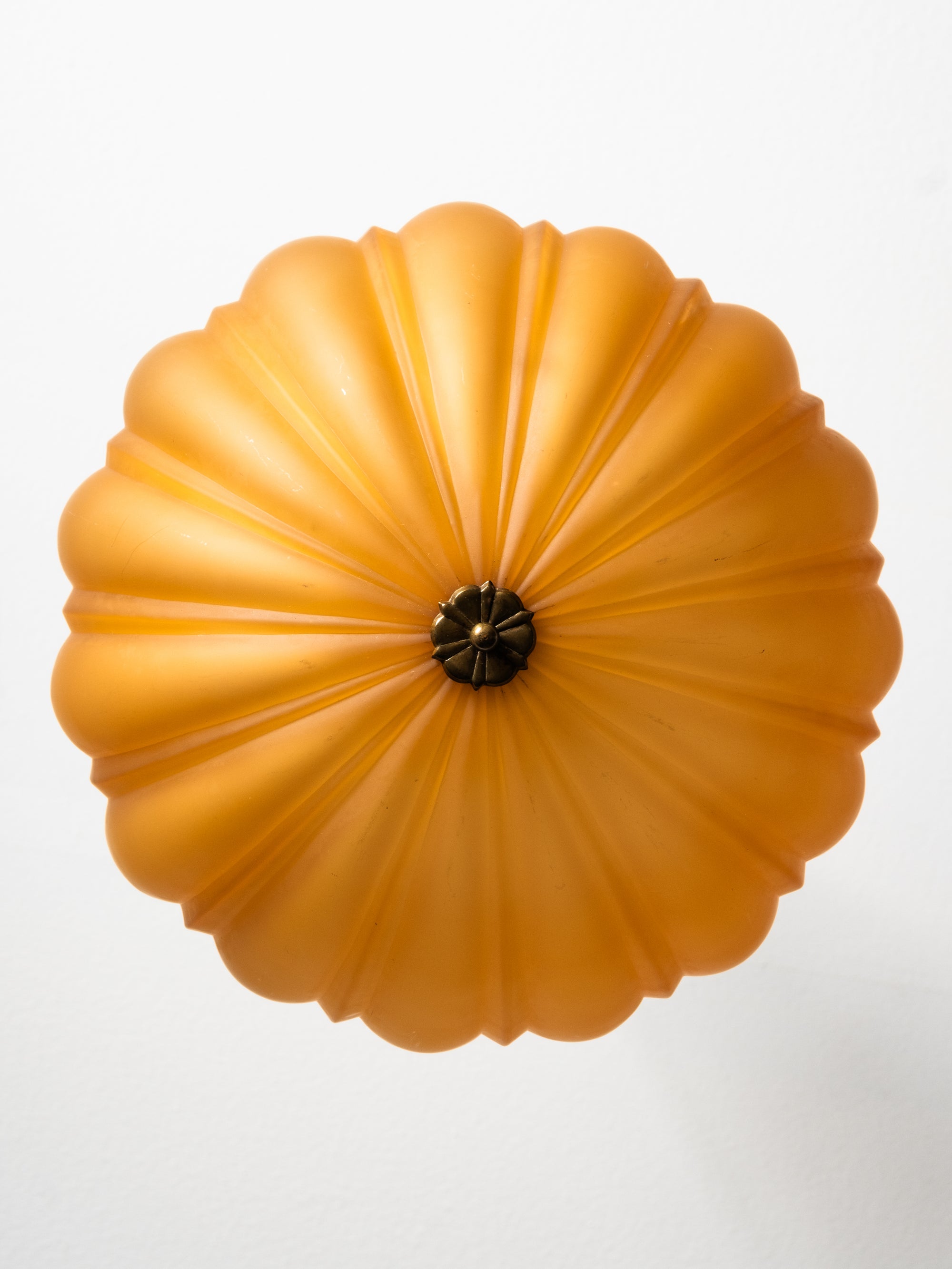 Swedish Grace Ceiling Lamp in Brass and Amber Glass, Böhlmarks, 1920s