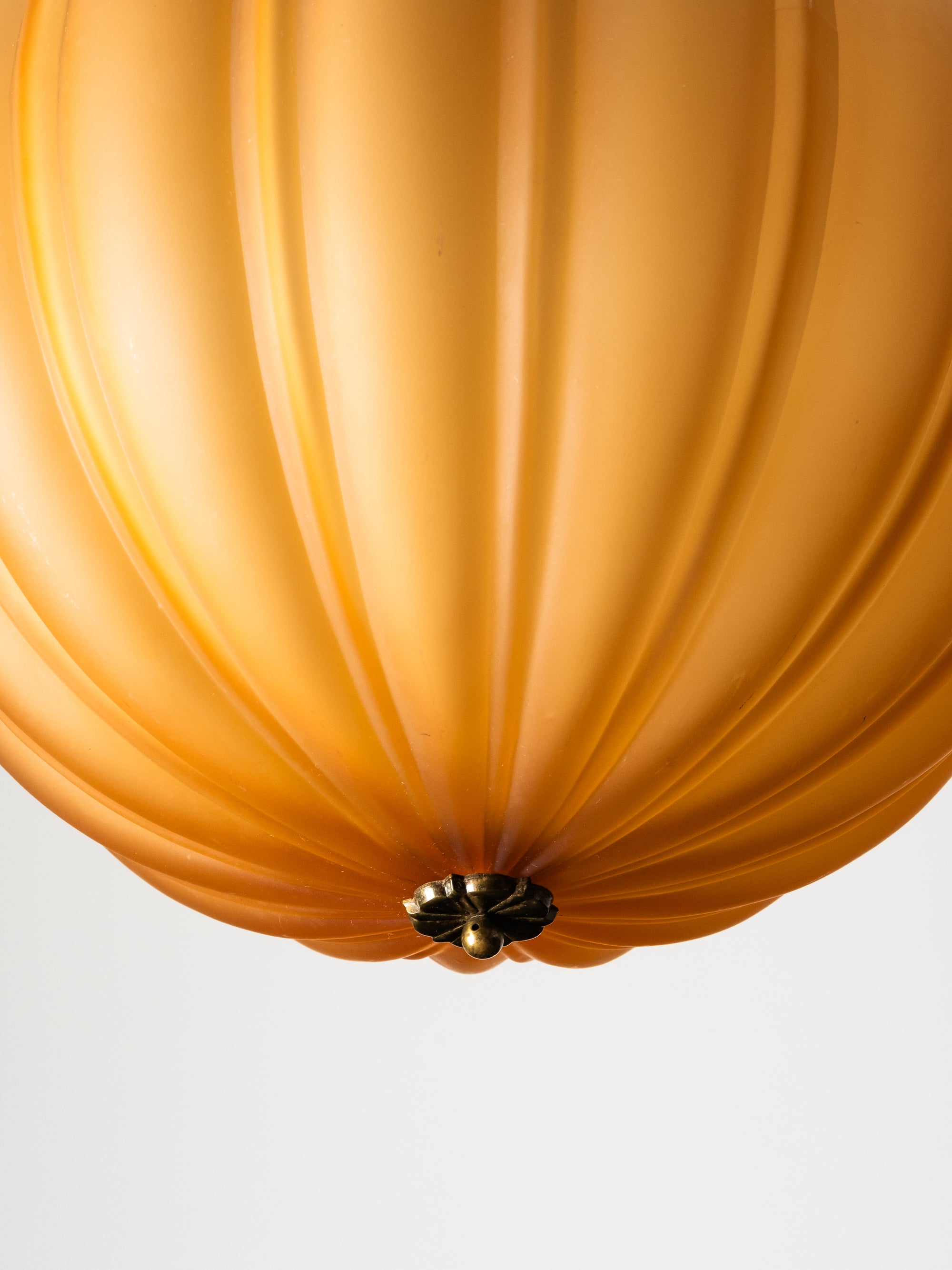 Swedish Grace Ceiling Lamp in Brass and Amber Glass, Böhlmarks, 1920s