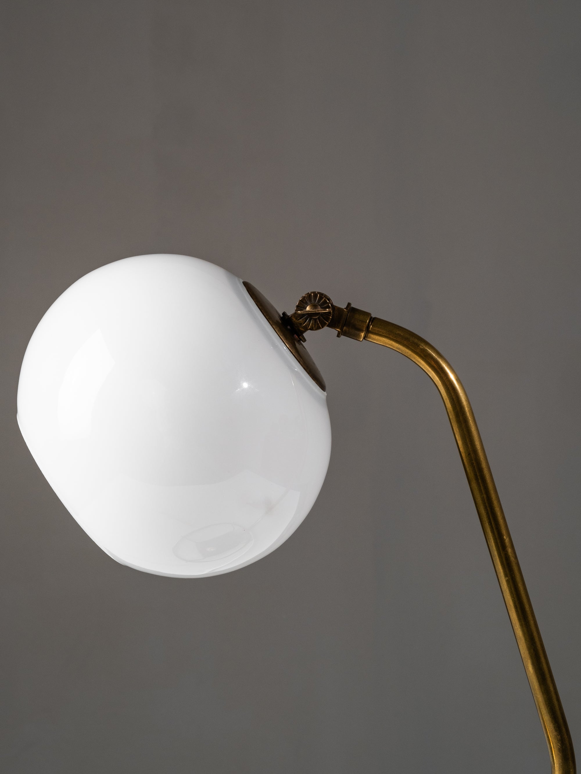 Model 60582 Brass and Opaline Glass Table Lamp by Idman, Finland, 1950s
