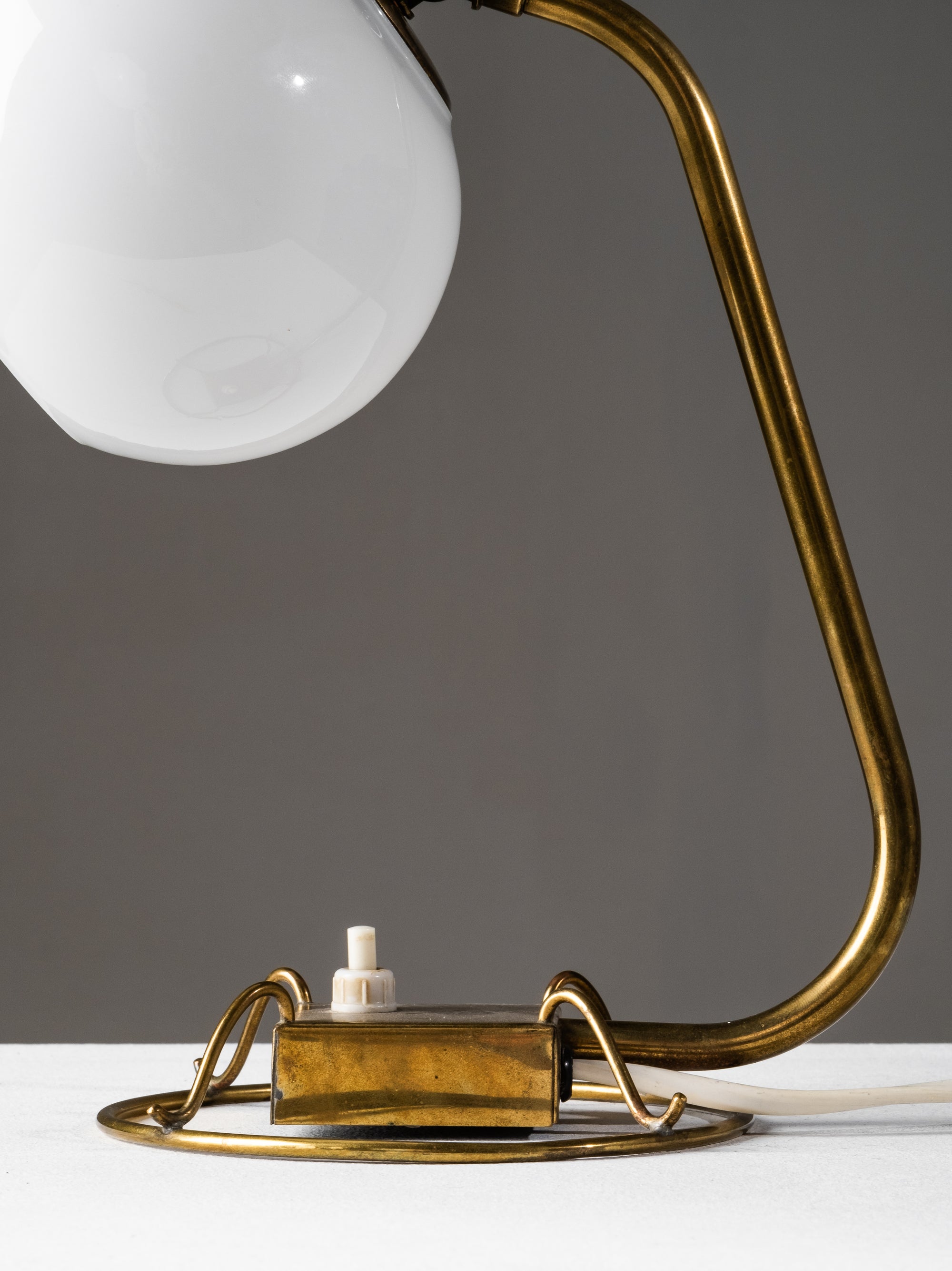 Model 60582 Brass and Opaline Glass Table Lamp by Idman, Finland, 1950s