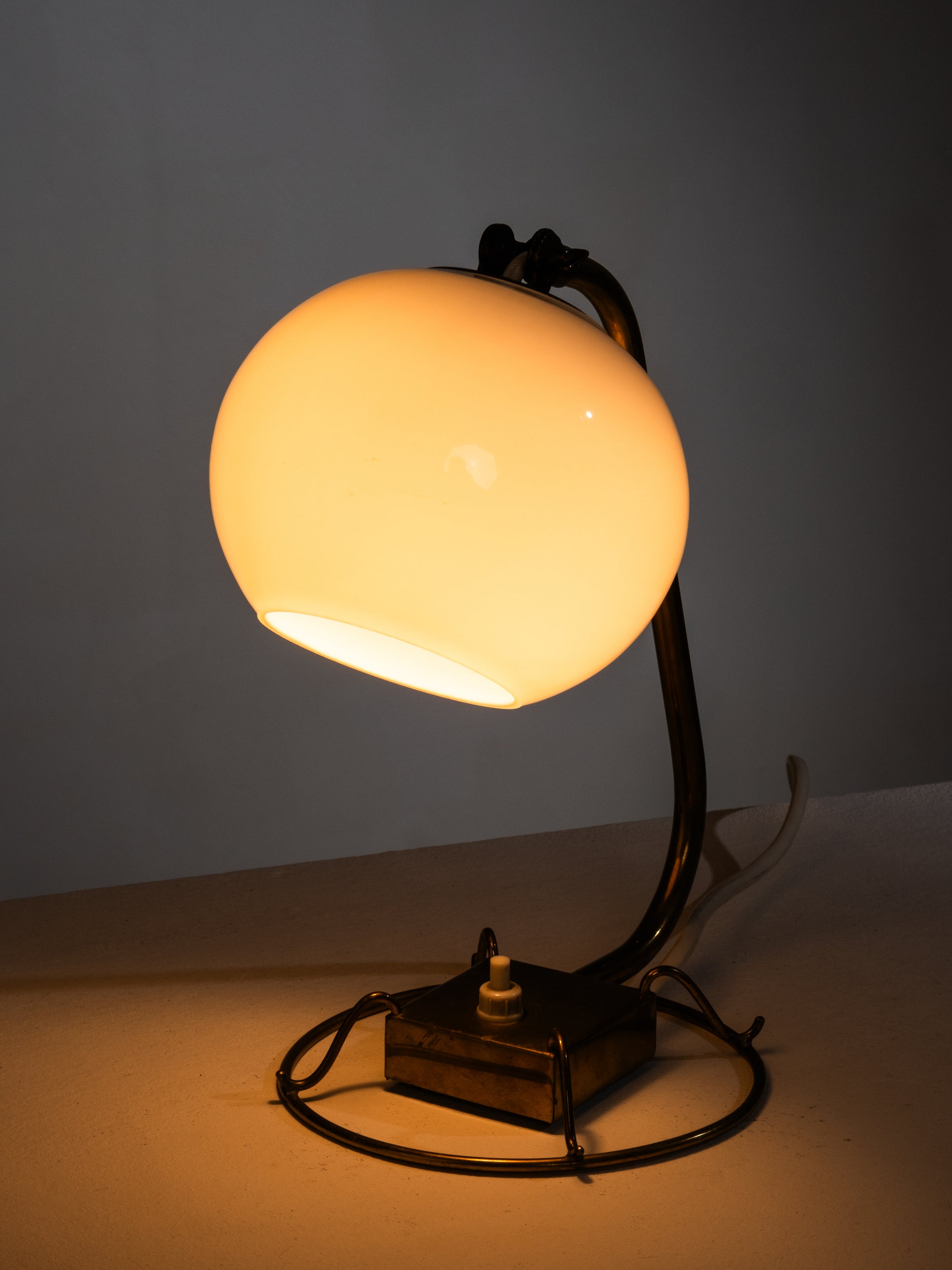 Model 60582 Brass and Opaline Glass Table Lamp by Idman, Finland, 1950s