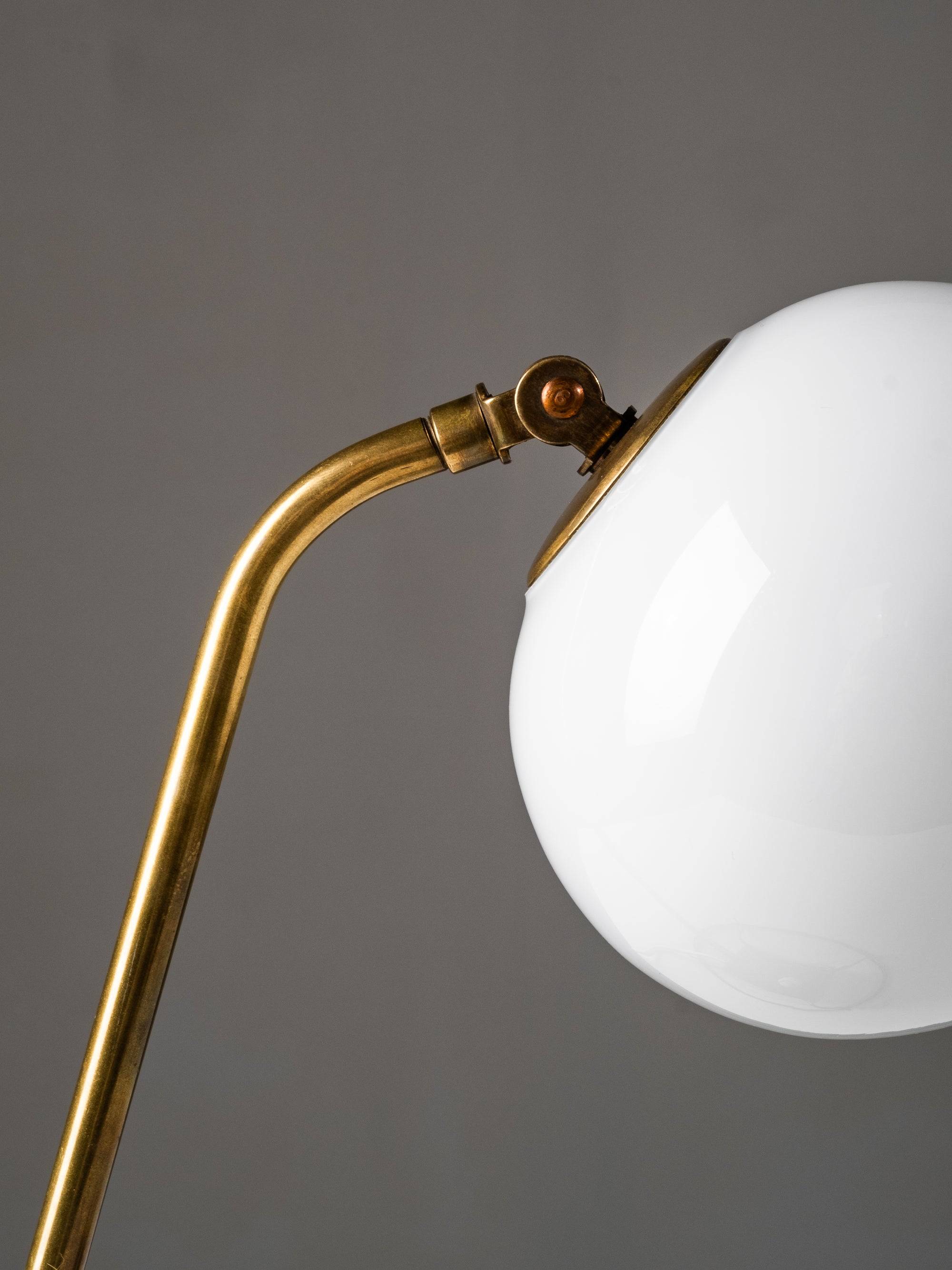 Model 60582 Brass and Opaline Glass Table Lamp by Idman, Finland, 1950s
