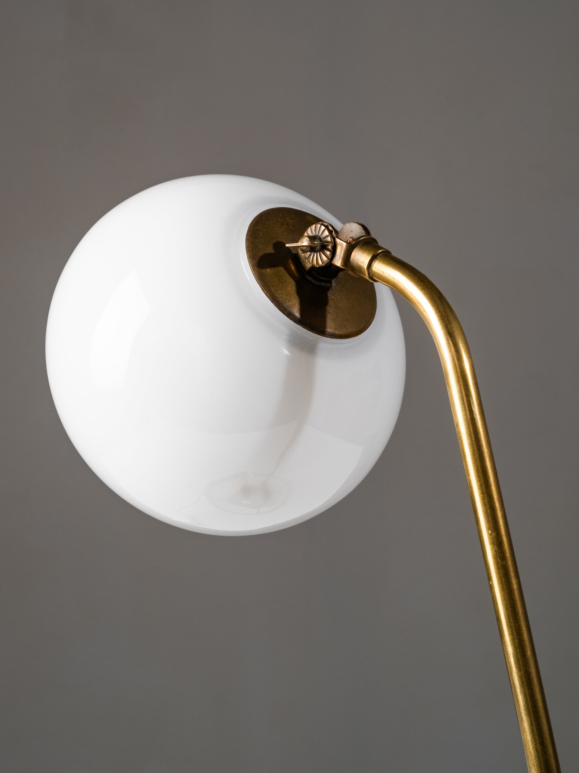 Model 60582 Brass and Opaline Glass Table Lamp by Idman, Finland, 1950s